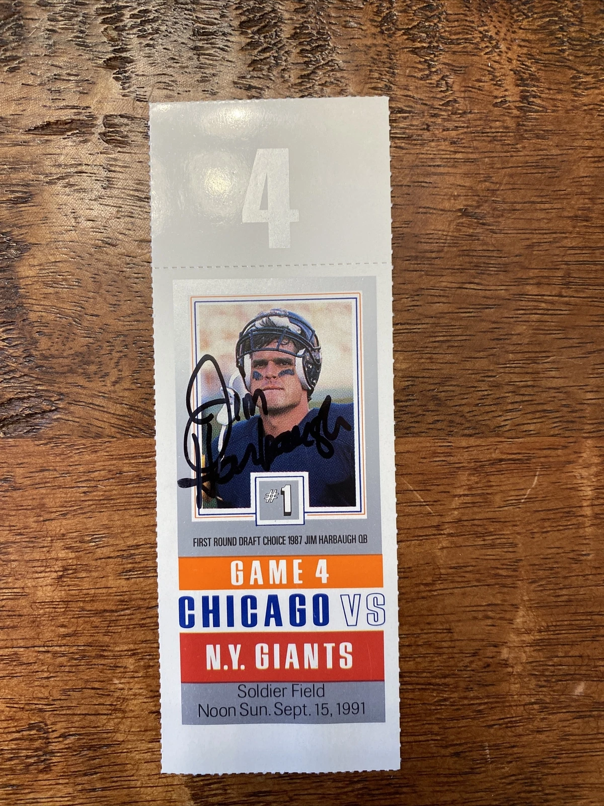 Jim Harbaugh Signed Ticket Stub Psa Dna Coa Chicago Bears Autographed