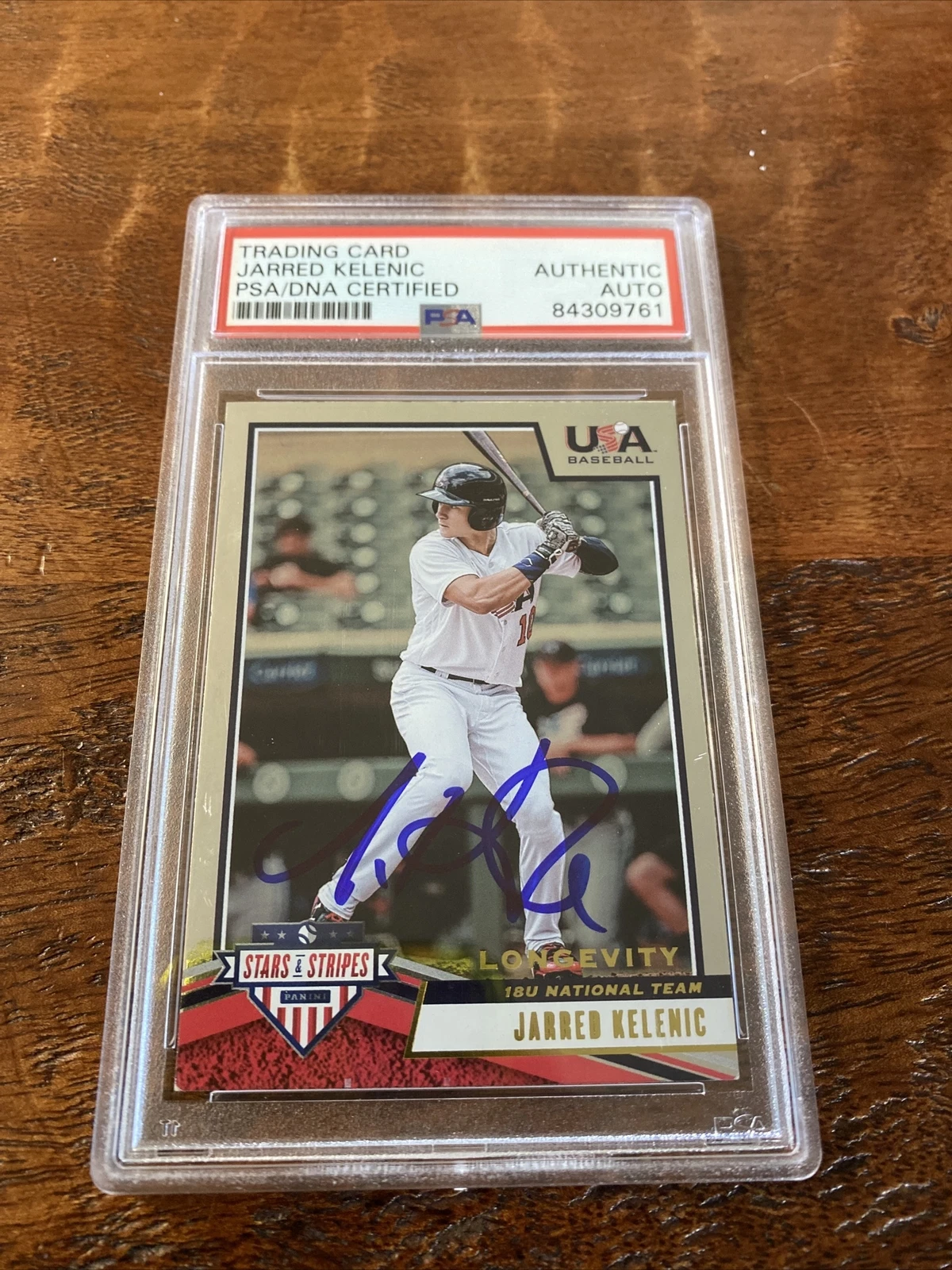 Jarred Kelenic Signed Stars & Stripes Card Psa Dna Coa Slabbed Autographed