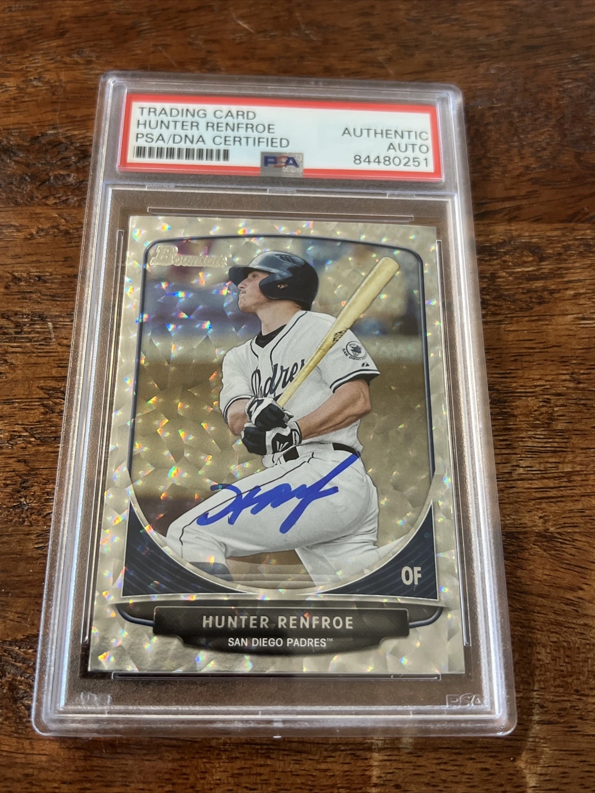 Hunter Renfroe Signed Bowman Card Psa Dna Coa Slabbed Padres Autographed