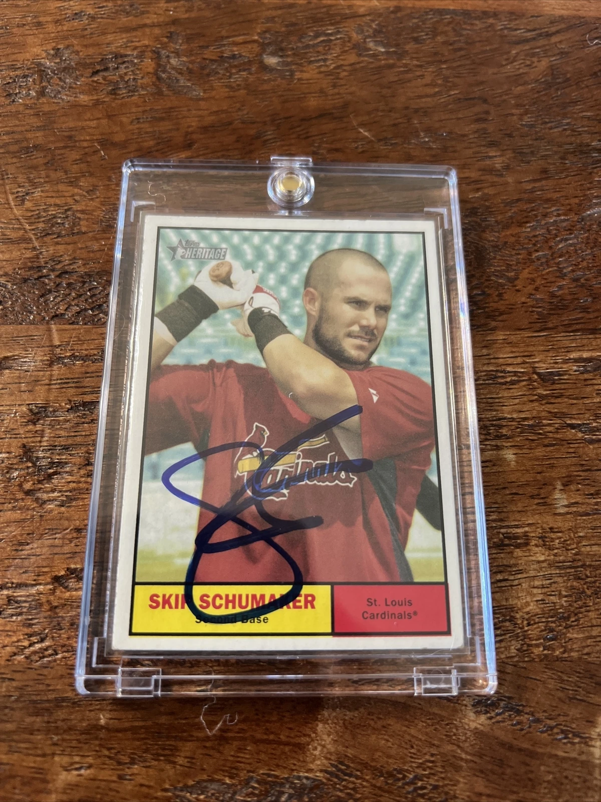 Skip Schumaker Signed Topps Heritage Card Psa Dna Coa Autographed Cardinals