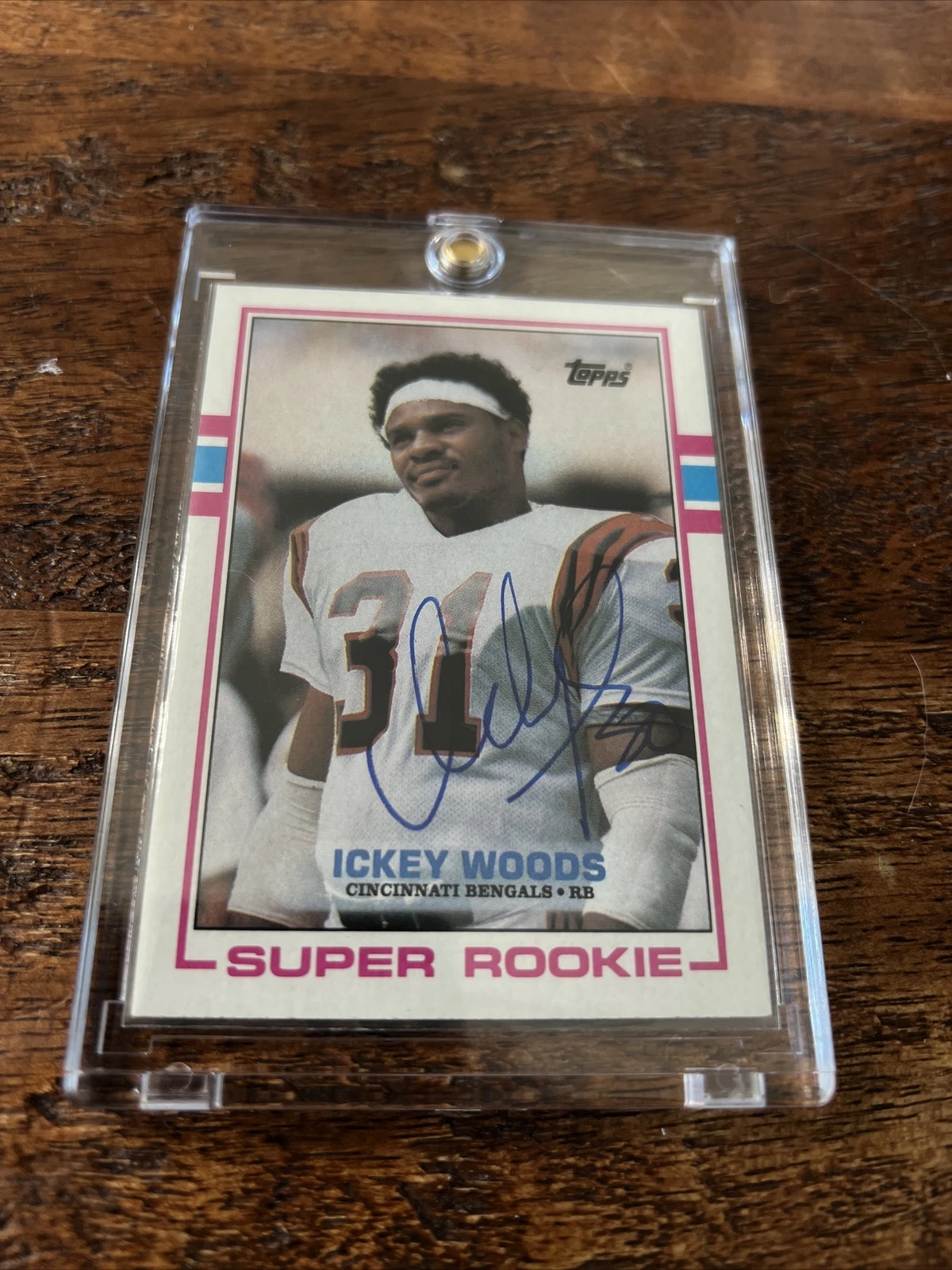 Ickey Woods Signed Topps Rookie Football Card Psa Dna Coa Autographed Bengals