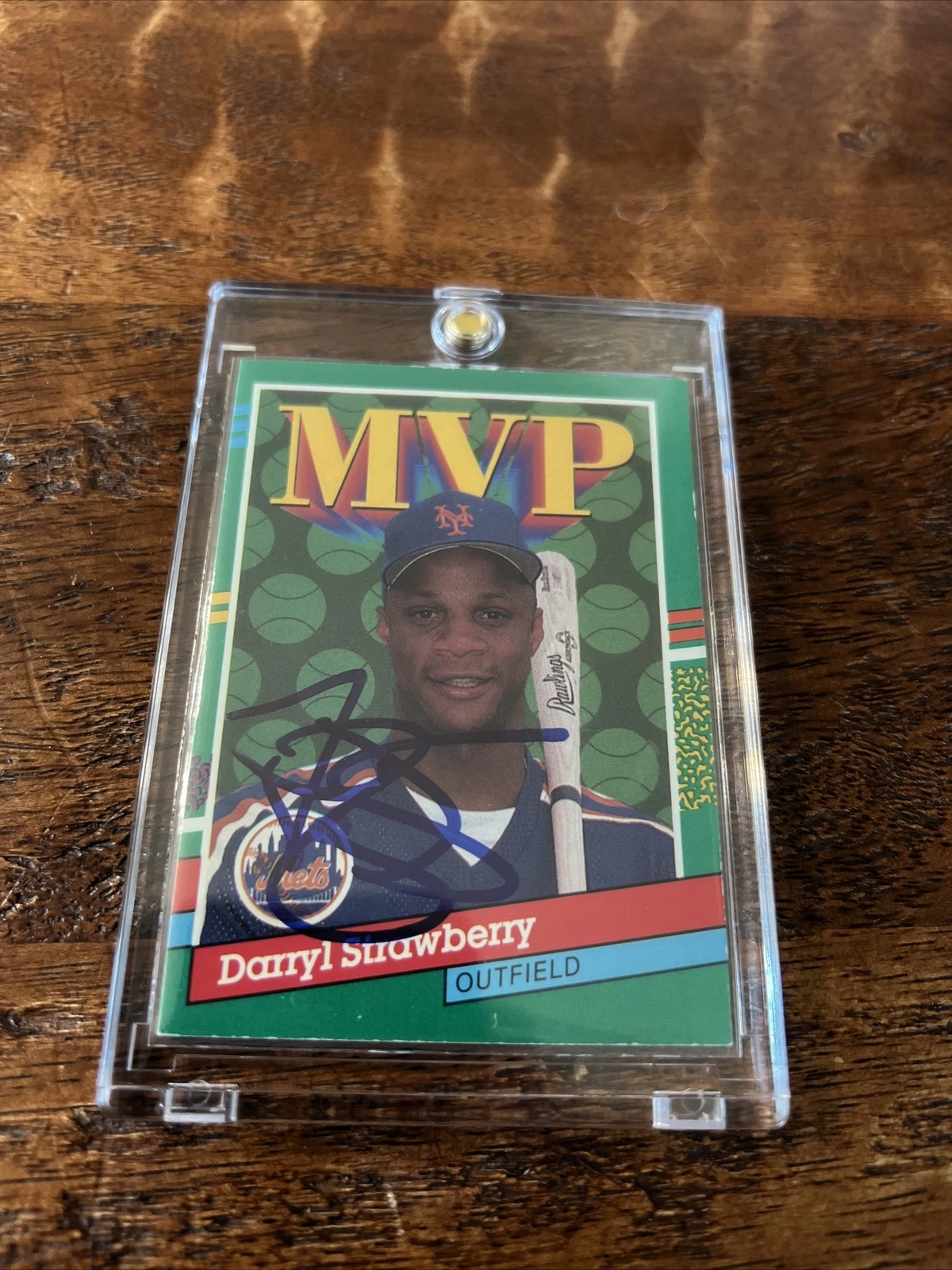 Darryl Strawberry Signed Leaf Card Psa Dna Coa New York Mets Autographed