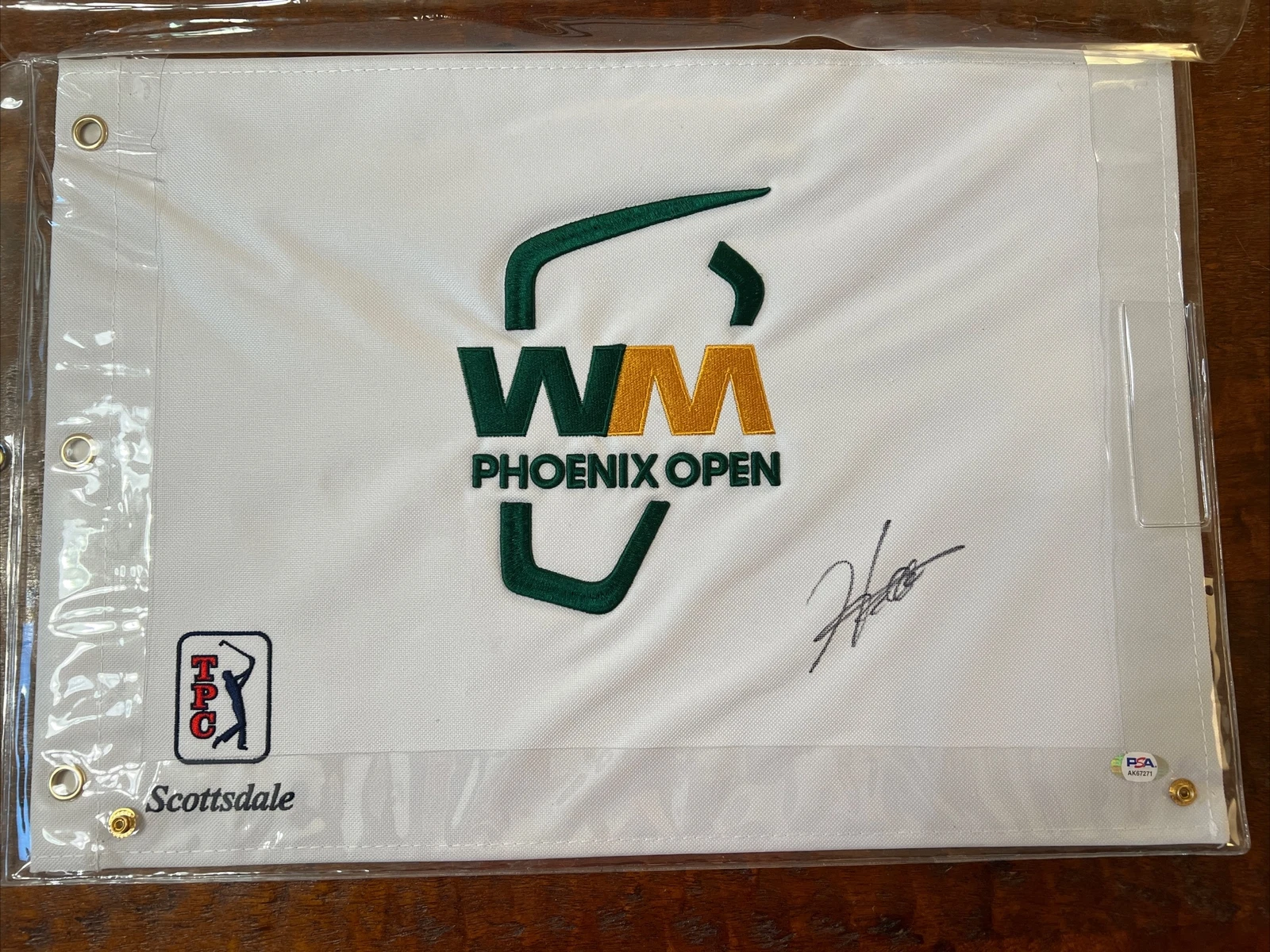 Hideki Matsuyama Signed Undated Waste Management Flag PGA PSA DNA Coa Golf