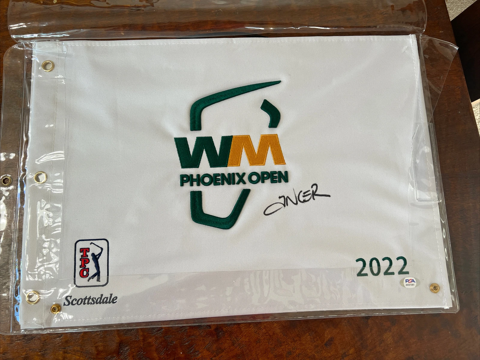Abraham Ancer Signed 2022 Waste Management Flag PGA PSA DNA Coa Golf Autographed