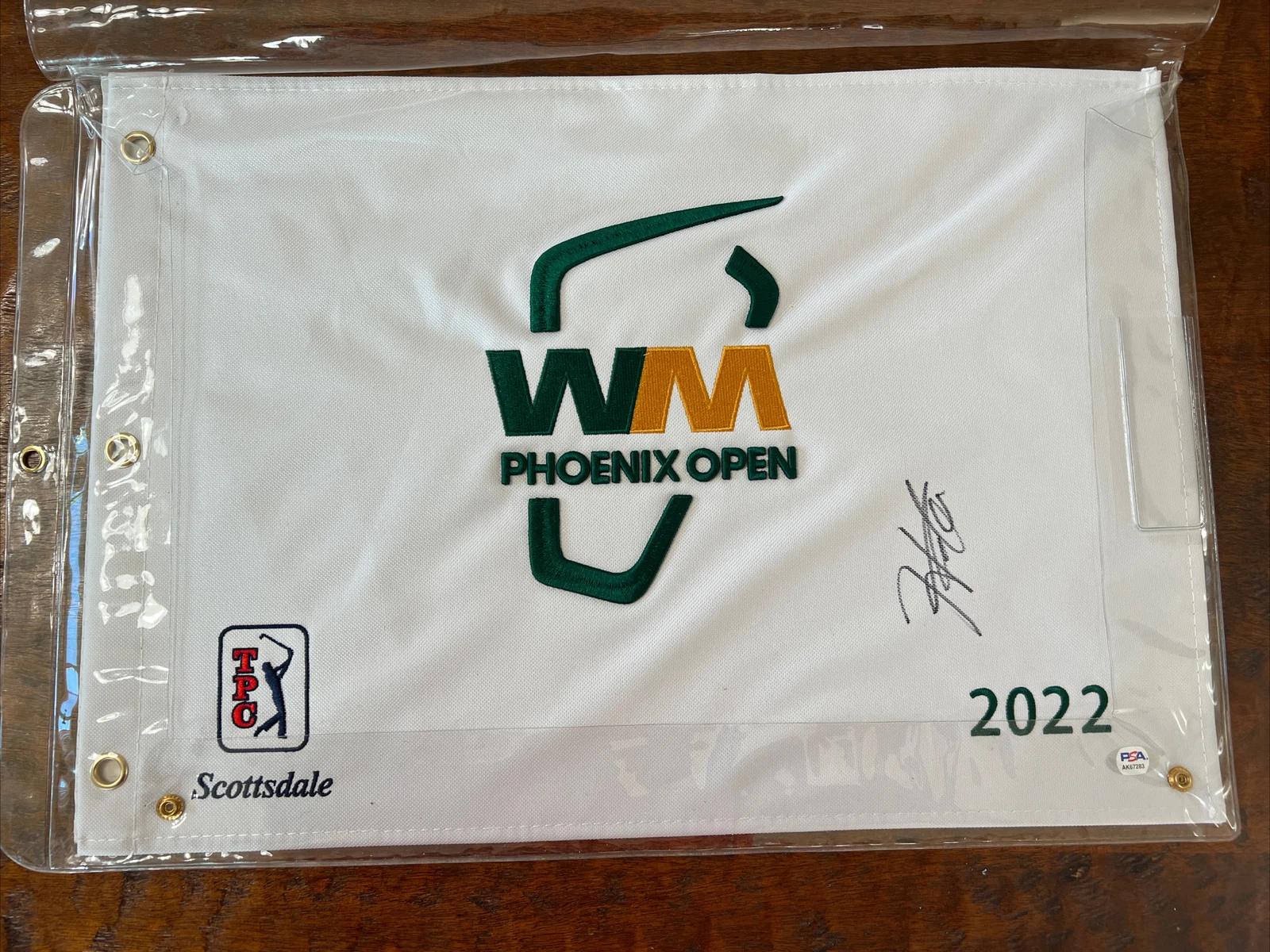 Hideki Matsuyama Signed 2022 Waste Management Flag PGA PSA DNA Coa Golf
