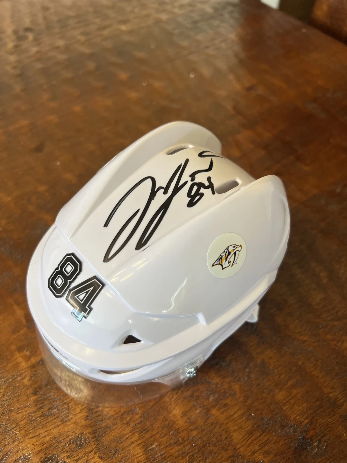 Tanner Jeannot Signed Mini Hockey Helmet Psa/Dna Coa Autographed Predators