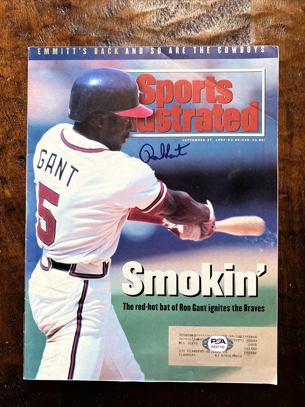 Ron Gant Signed Sports Illustrated Psa Dna Coa Autographed Atlanta Braves