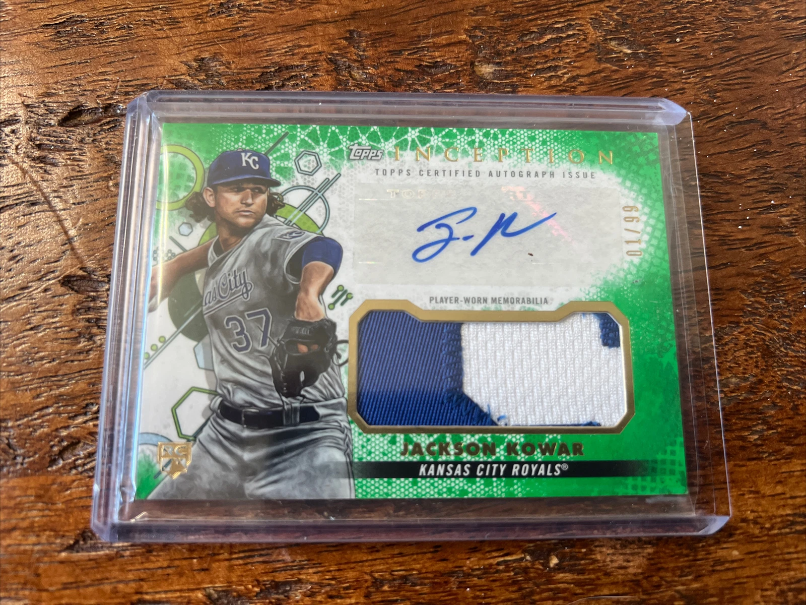 2022 TOPPS INCEPTION JACKSON KOWAR Green  RC ROOKIE PATCH AUTO #/99 ROYALS