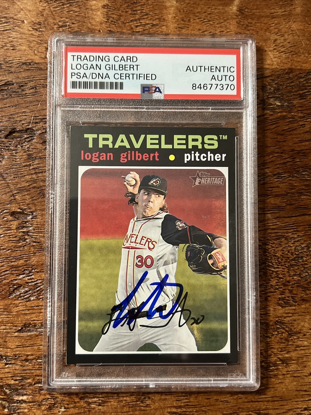 Logan Gilbert IP Signed Topps Heritage Card Psa Dna Coa Slabbed Mariners