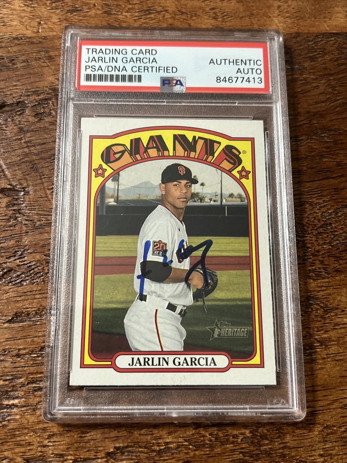 Jarlin Garcia IP Signed Topps Heritage Card Psa Dna Coa Slabbed Giants