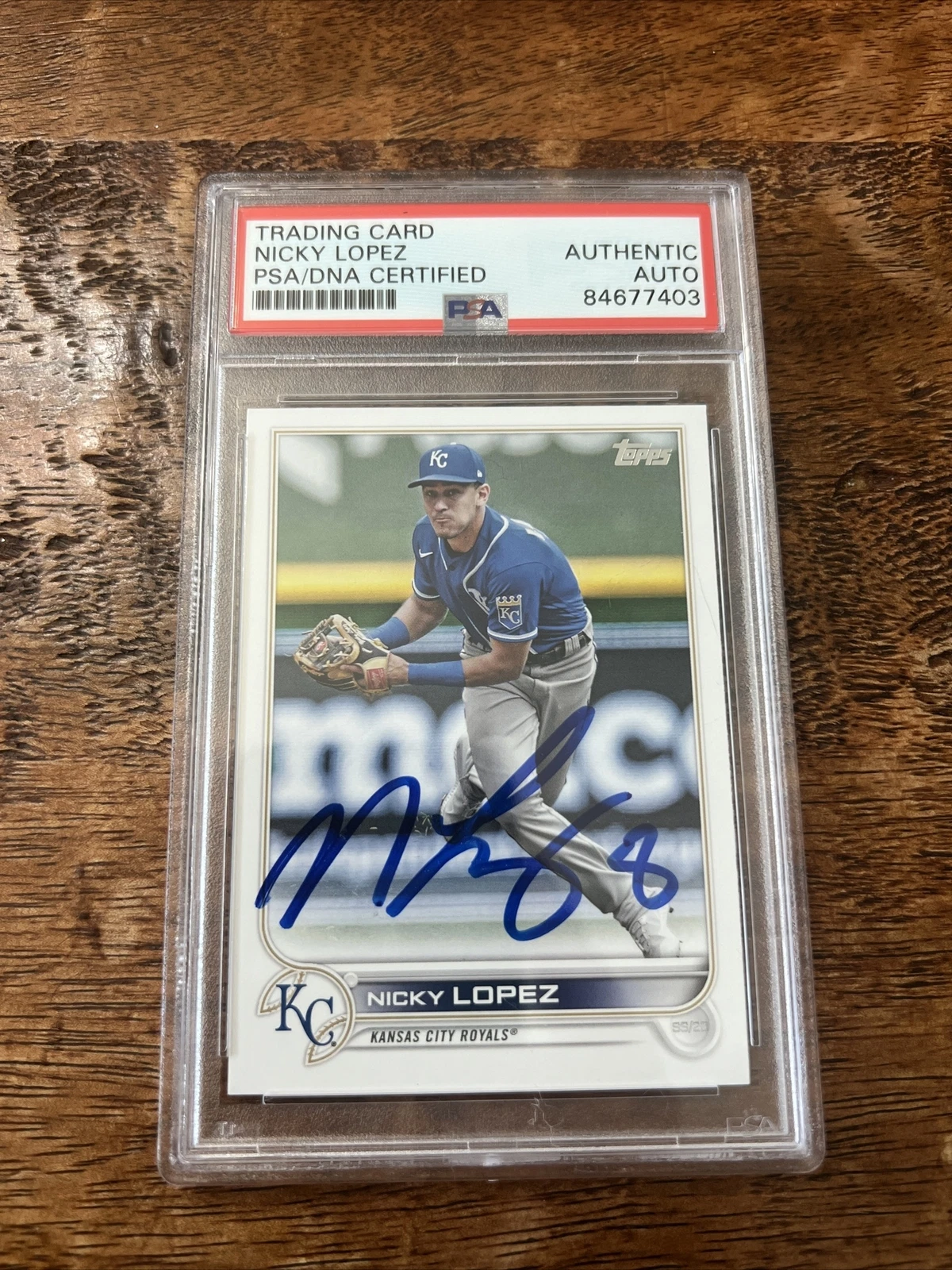 Nicky Lopez IP Signed Topps Card Psa Dna Coa Slabbed Royals Autographed