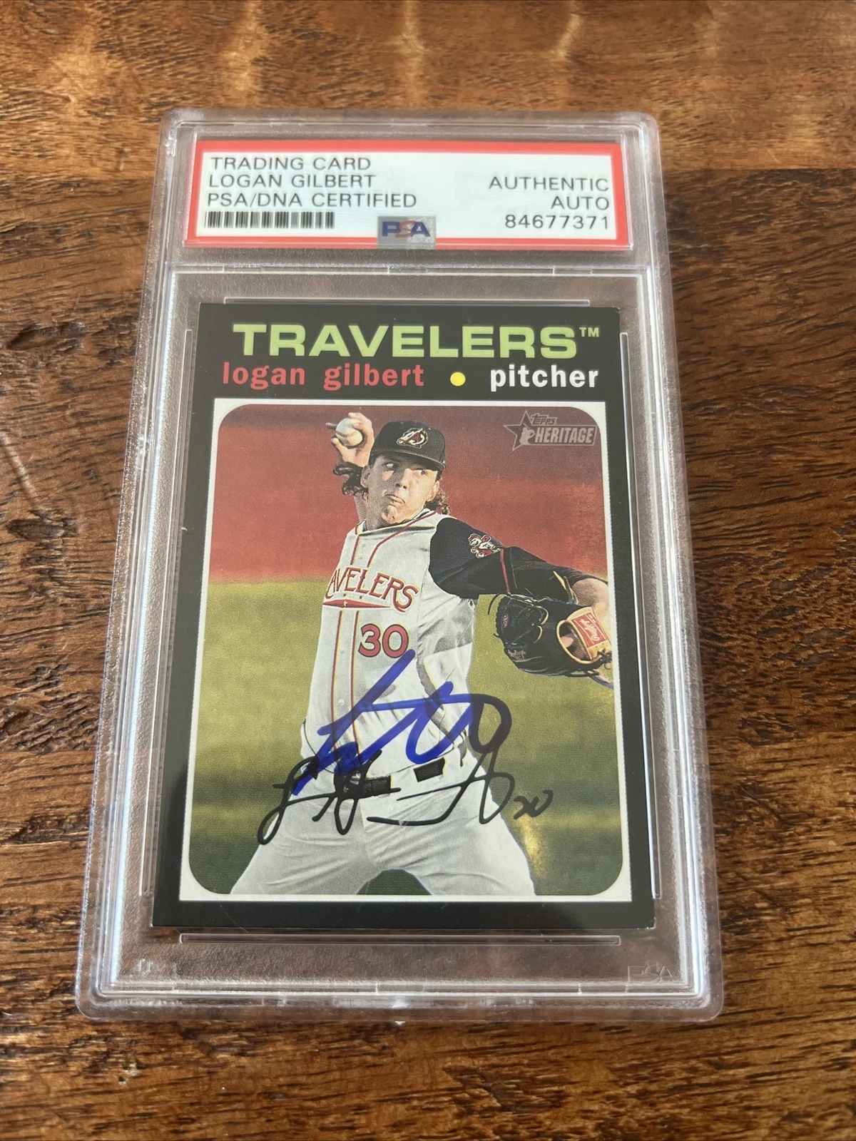 Logan Gilbert IP Signed Topps Heritage Card Psa Dna Coa Slabbed Mariners