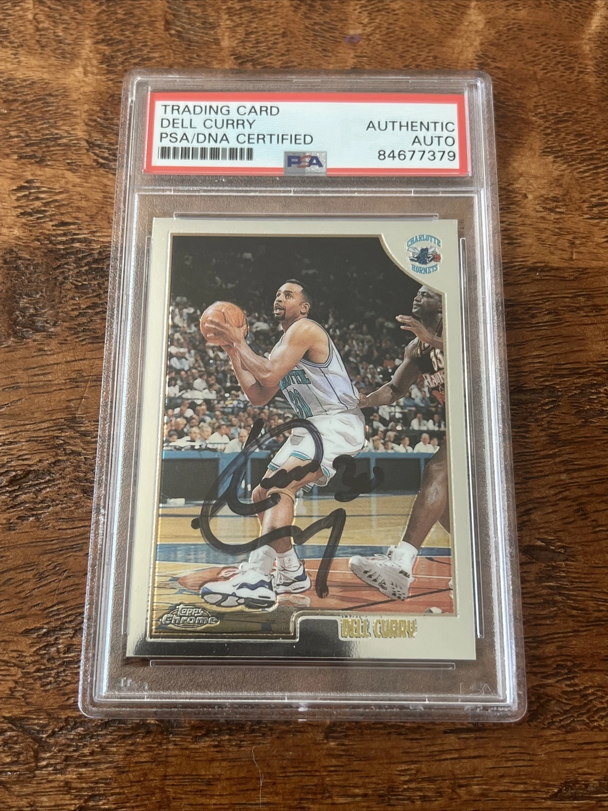 Dell Curry IP Signed Topps Chrome Card Psa Dna Coa Slabbed Autographed Hornets