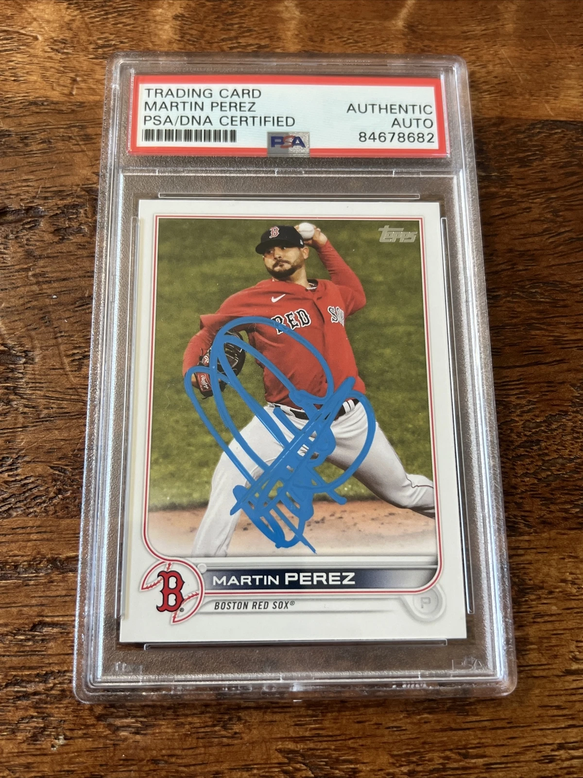 Martin Perez Signed Topps Card Psa Dna Coa Slabbed Red Sox Autographed