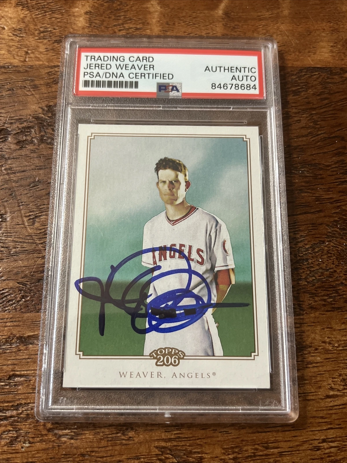 Jered Weaver IP Signed Topps Card Psa Dna Coa Slabbed Angels Autographed