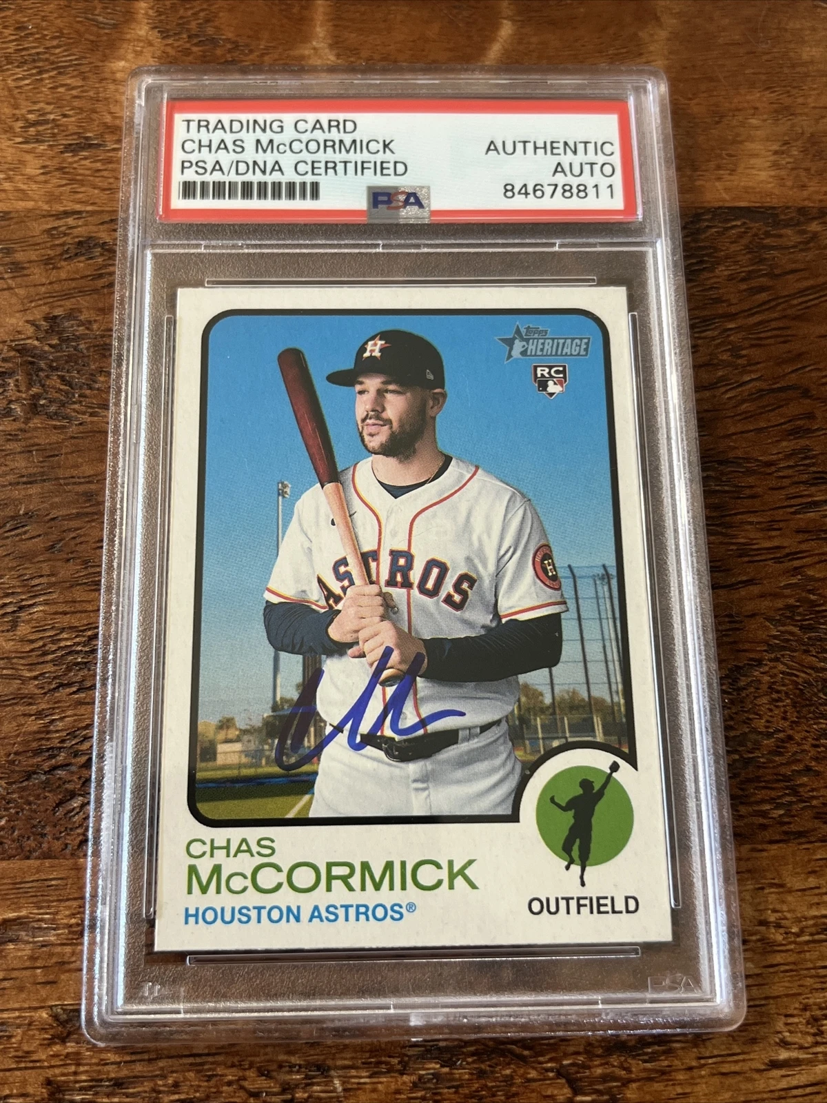 Chas McCormick IP Signed Topps Heritage Card Psa Dna Coa Slab Autographed Astros