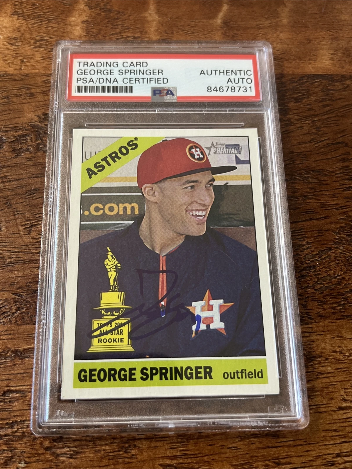 George Springer IP Signed Topps Heritage Card Psa Dna Coa Slab Astros Blue Jays