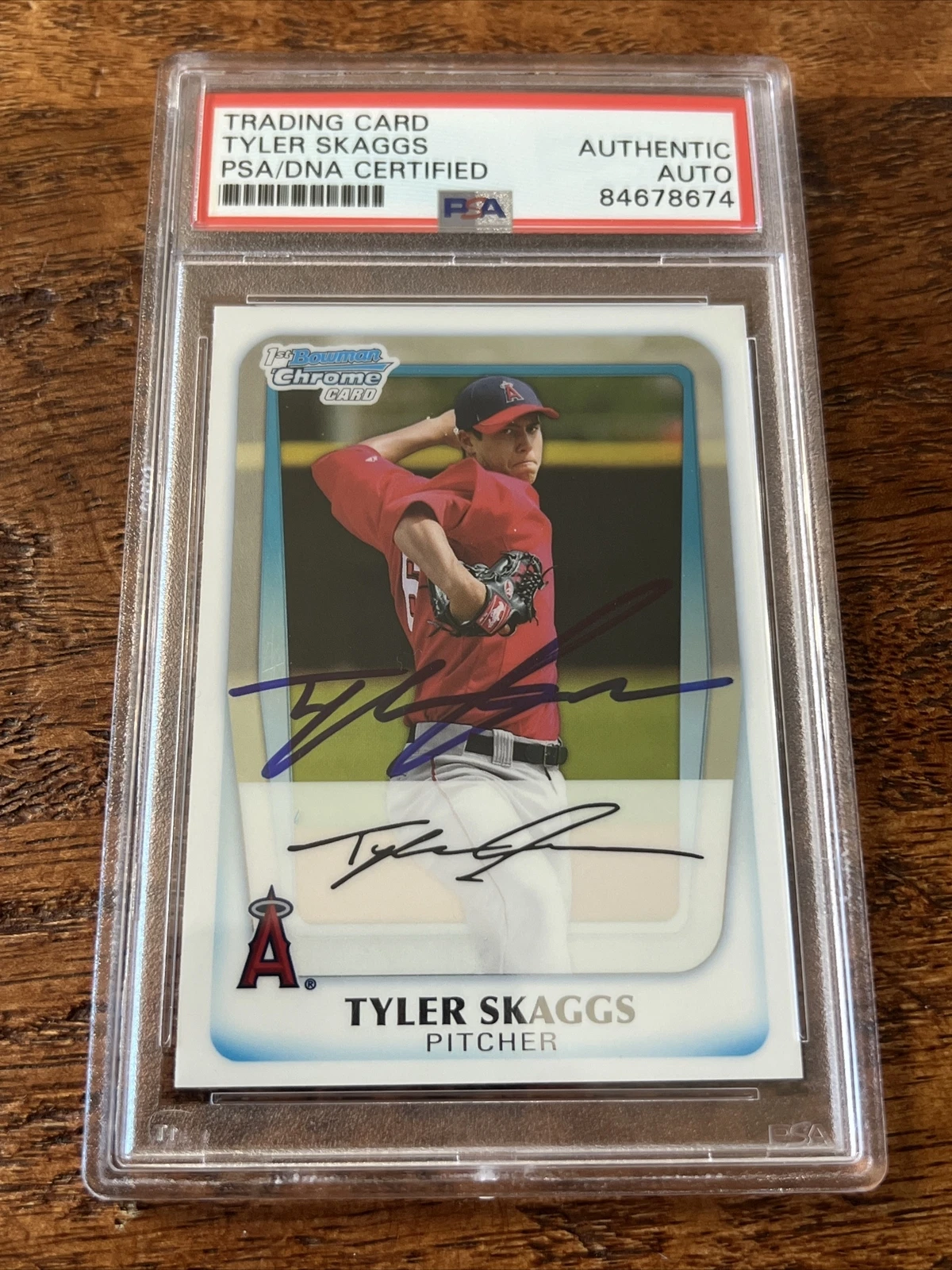 Tyler Skaggs IP Signed 1st Bowman Chrome Card Psa Dna Coa Slab Angels
