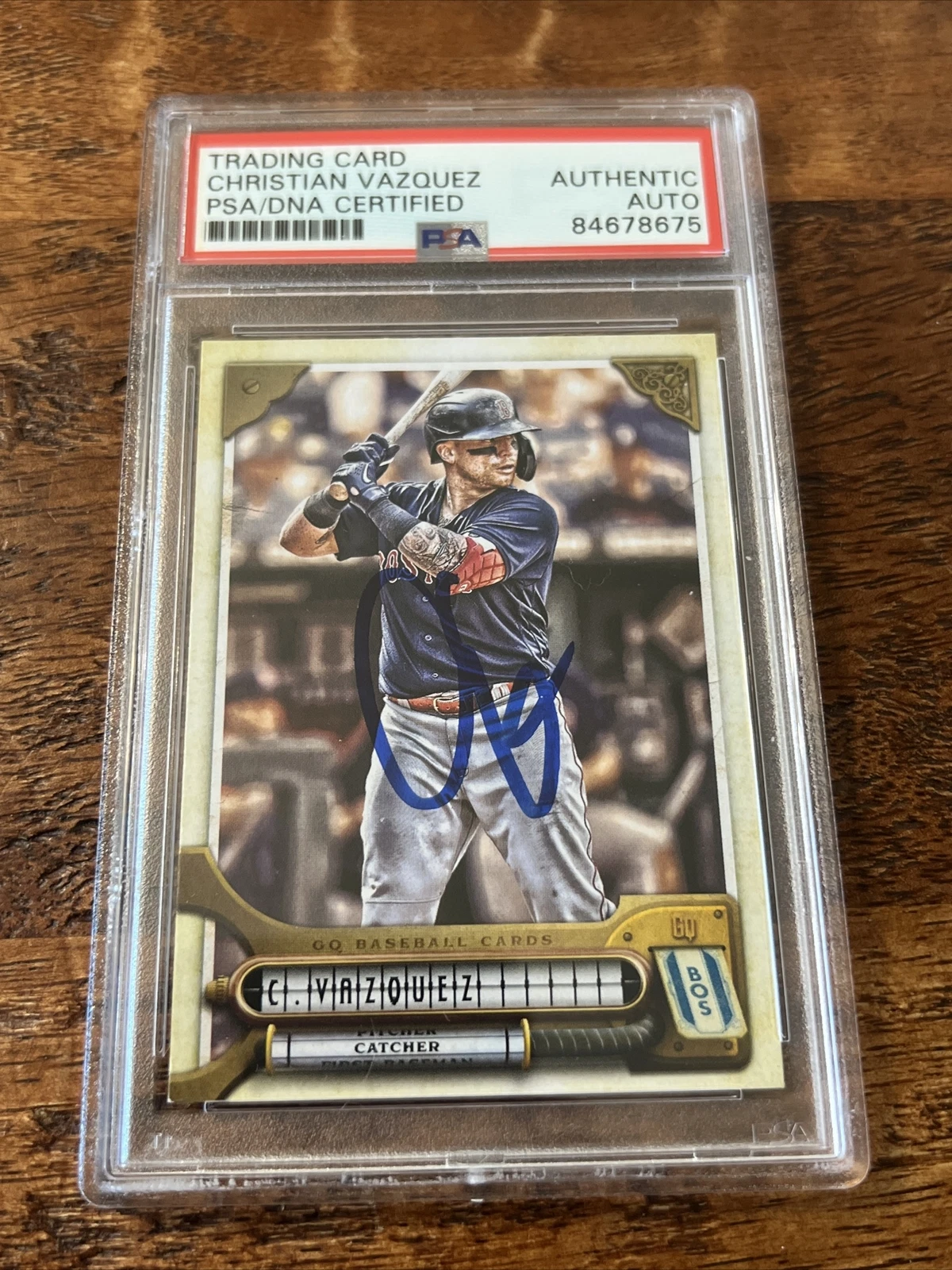 Christian Vazquez IP Signed Gypsy Queen Card PSA DNA Coa Slab Autographed