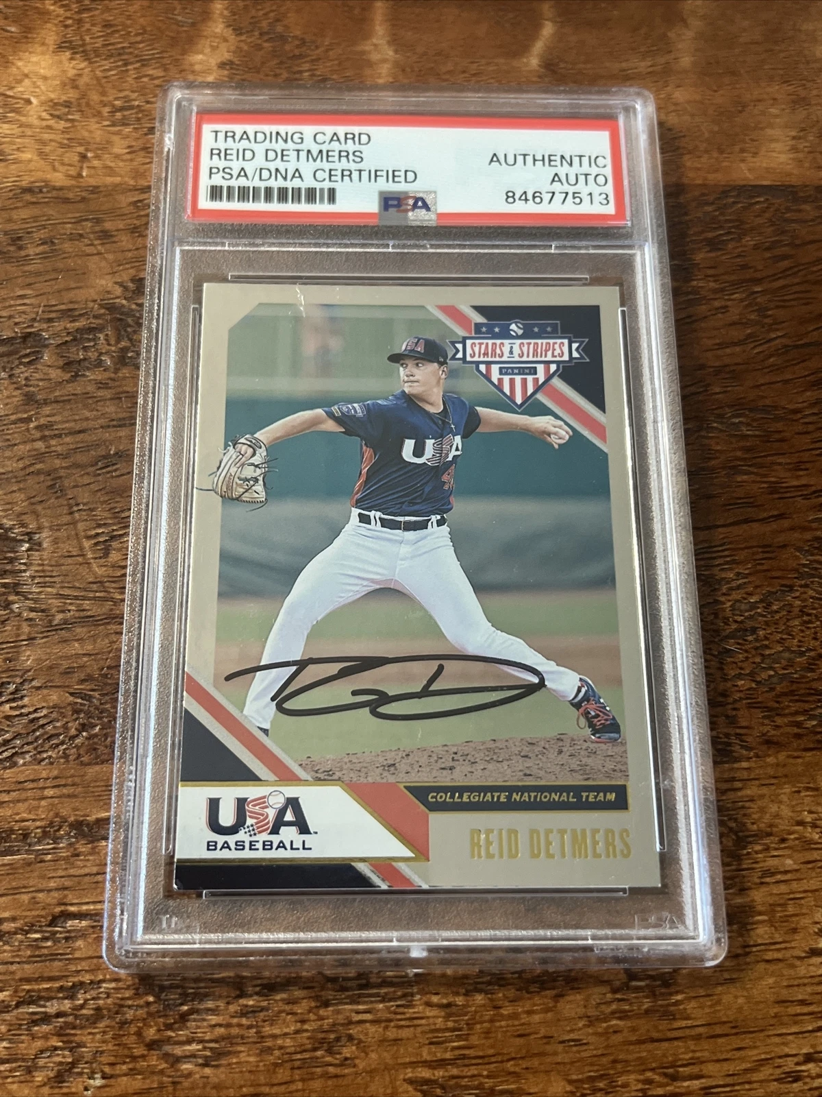 Reid Detmers Signed Stars & Stripes Card Psa Dna Coa Slab Autographed Angels