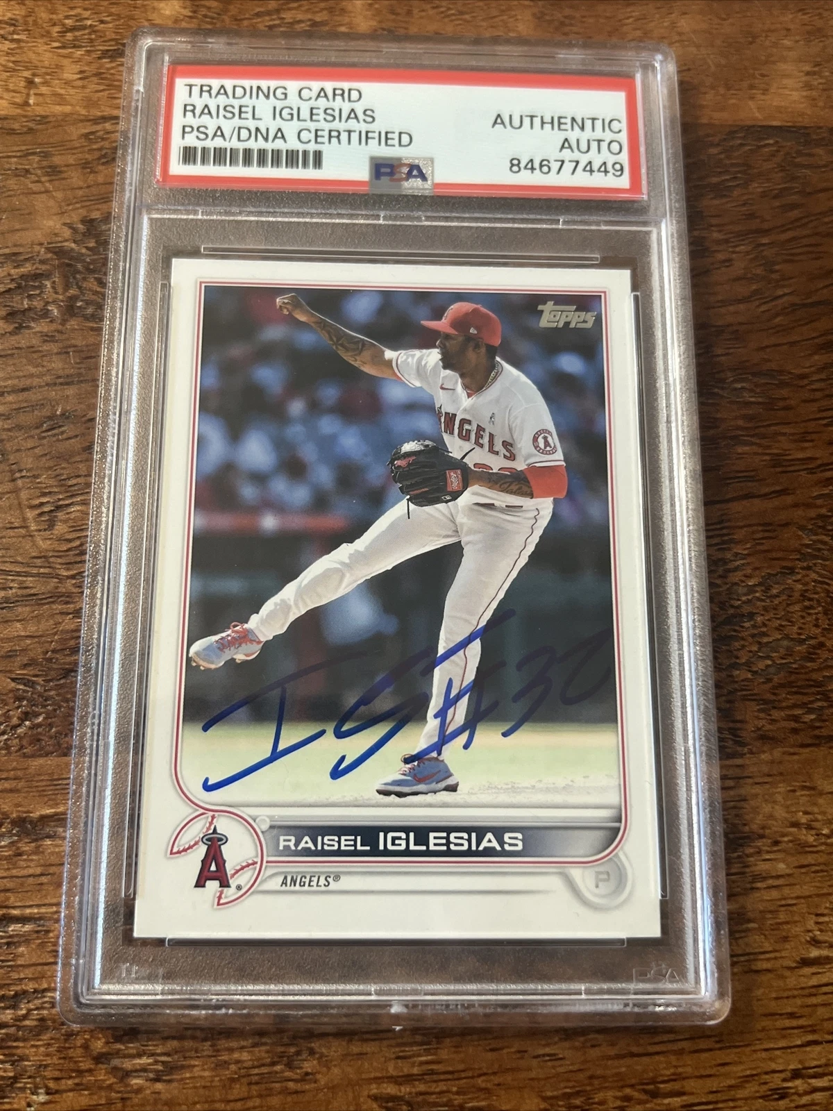 Raisel Iglesias IP Signed Topps Card PSA DNA Coa Slab Autographed Braves