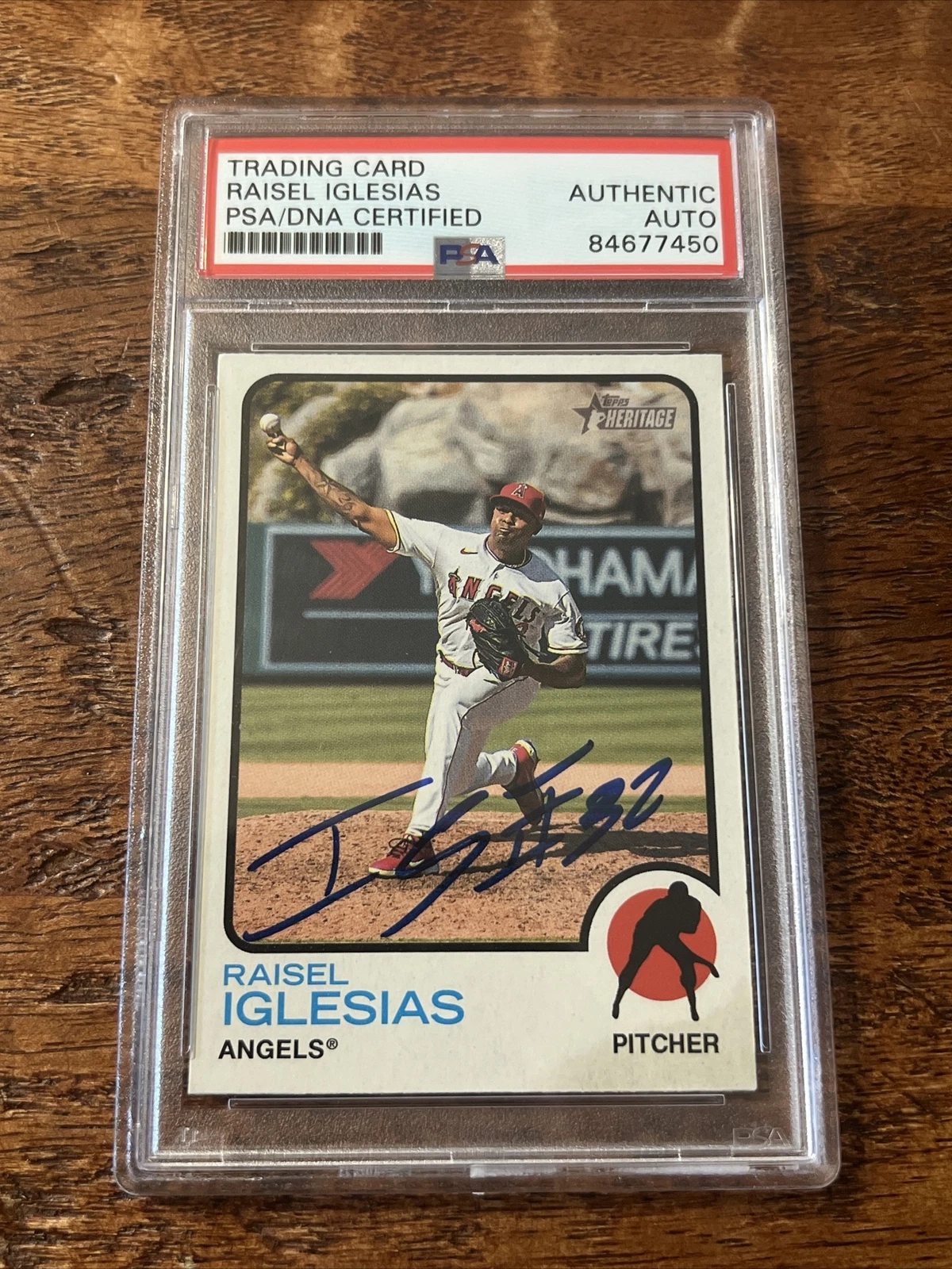 Raisel Iglesias IP Signed Topps Heritage Card PSA DNA Coa Slab Autographed