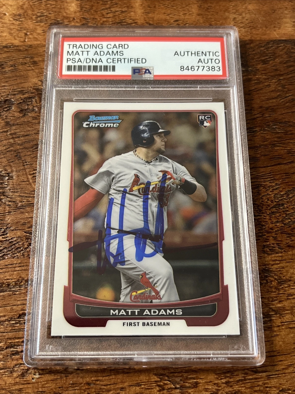 Matt Adams IP Signed Bowman Chrome Rookie Card Psa Dna Coa Slab Cardinals
