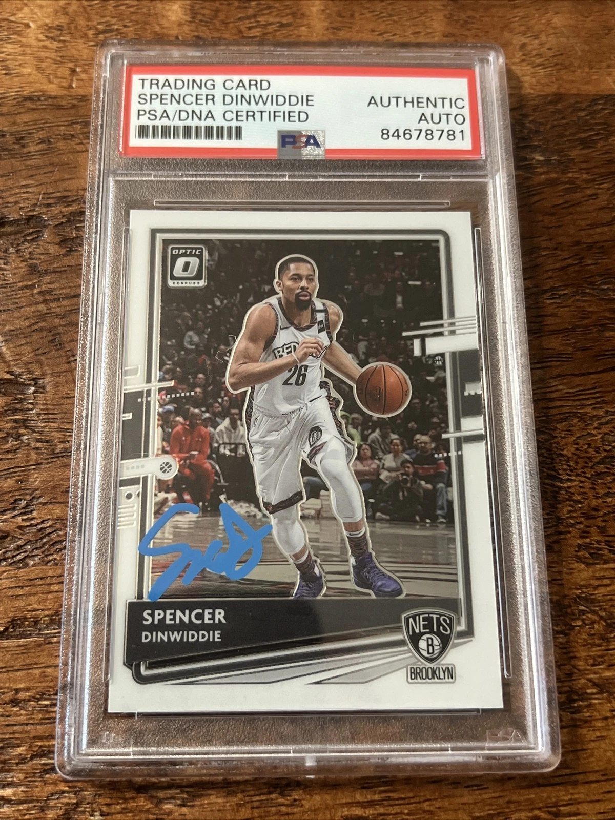 Spencer Dinwiddie IP Signed Optic Card Psa Dna Coa Slab Autographed Mavericks