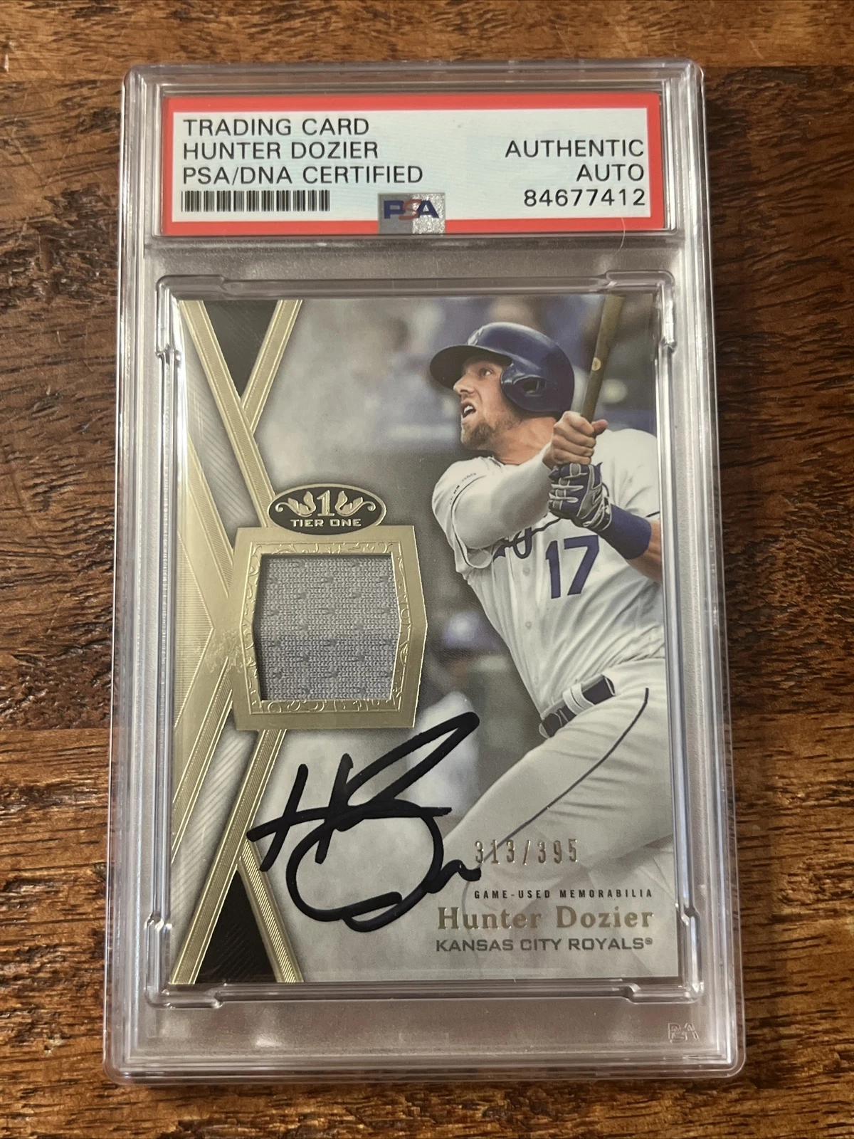 Hunter Dozier IP Signed Topps Game Jersey Card Psa Dna Coa Slab Autographed