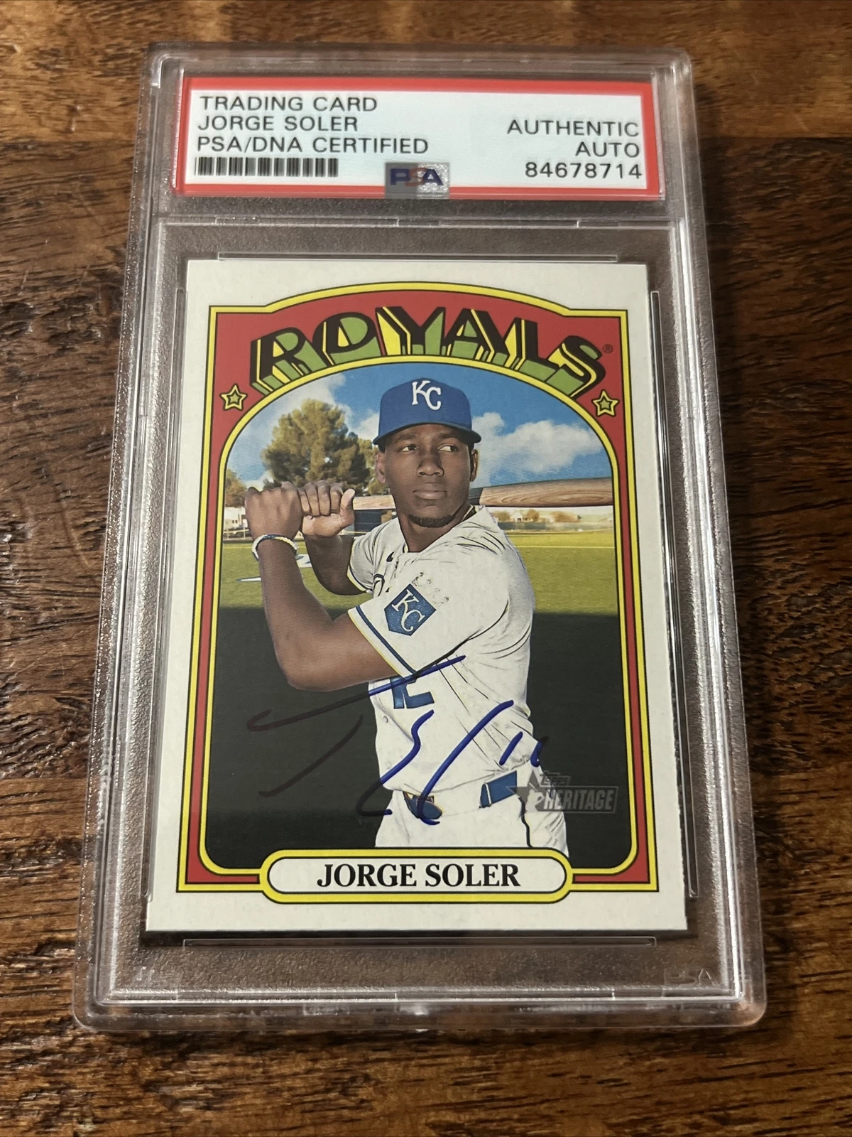 Jorge Soler IP Signed Topps Heritage Card PSA DNA Coa Slab Royals Autographed
