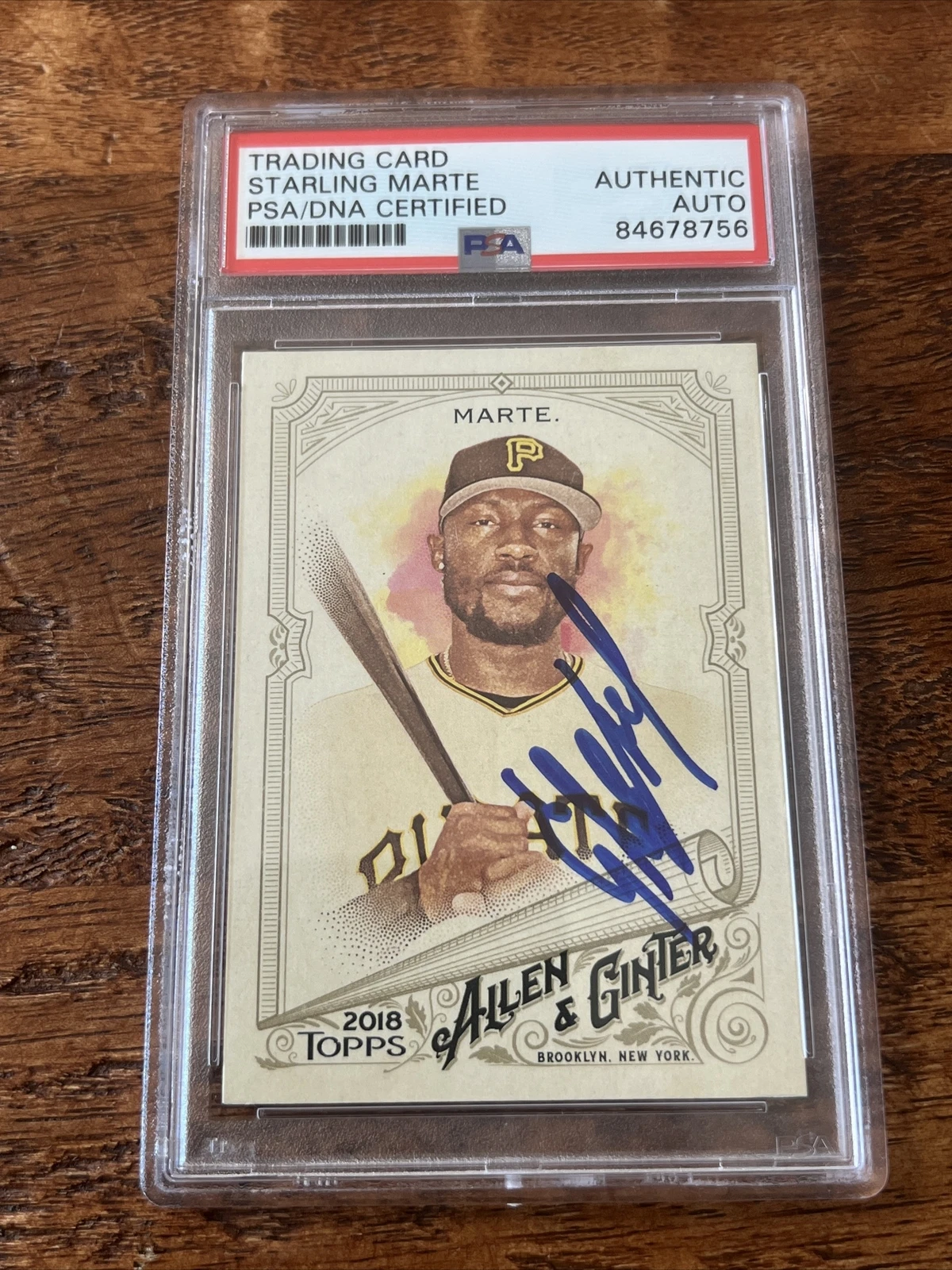Starling Marte IP Signed Allen & Ginter Card Psa Dna Coa Slab Autographed Mets