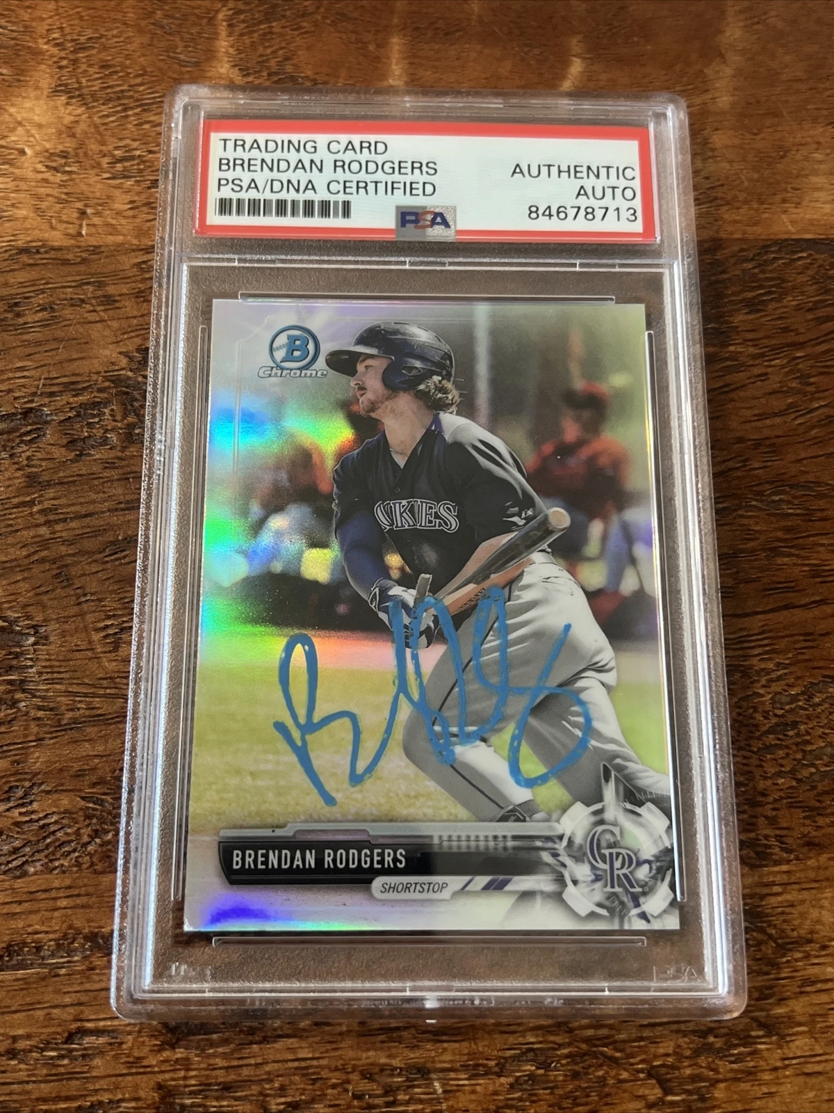 Brendan Rodgers IP Signed Bowman Chrome Card PSA DNA Coa Slab Rockies