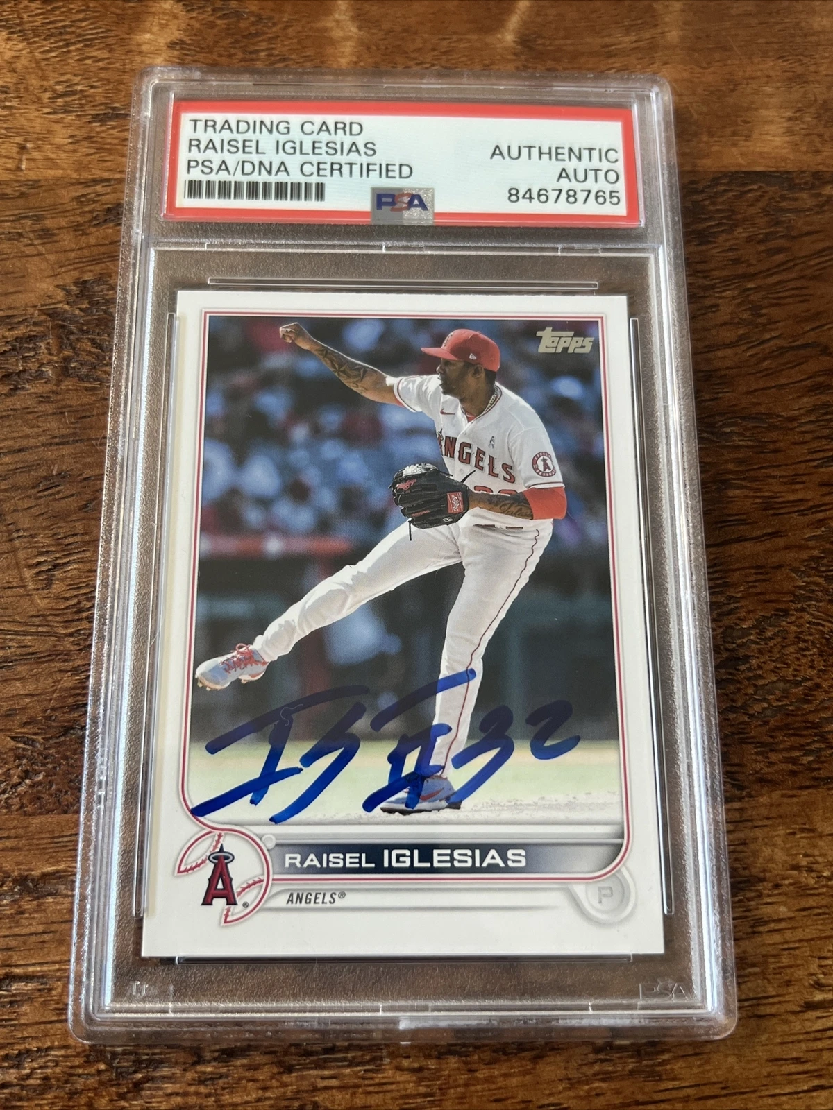 Raisel Iglesias IP Signed Topps Card PSA DNA Coa Slab Autographed Braves