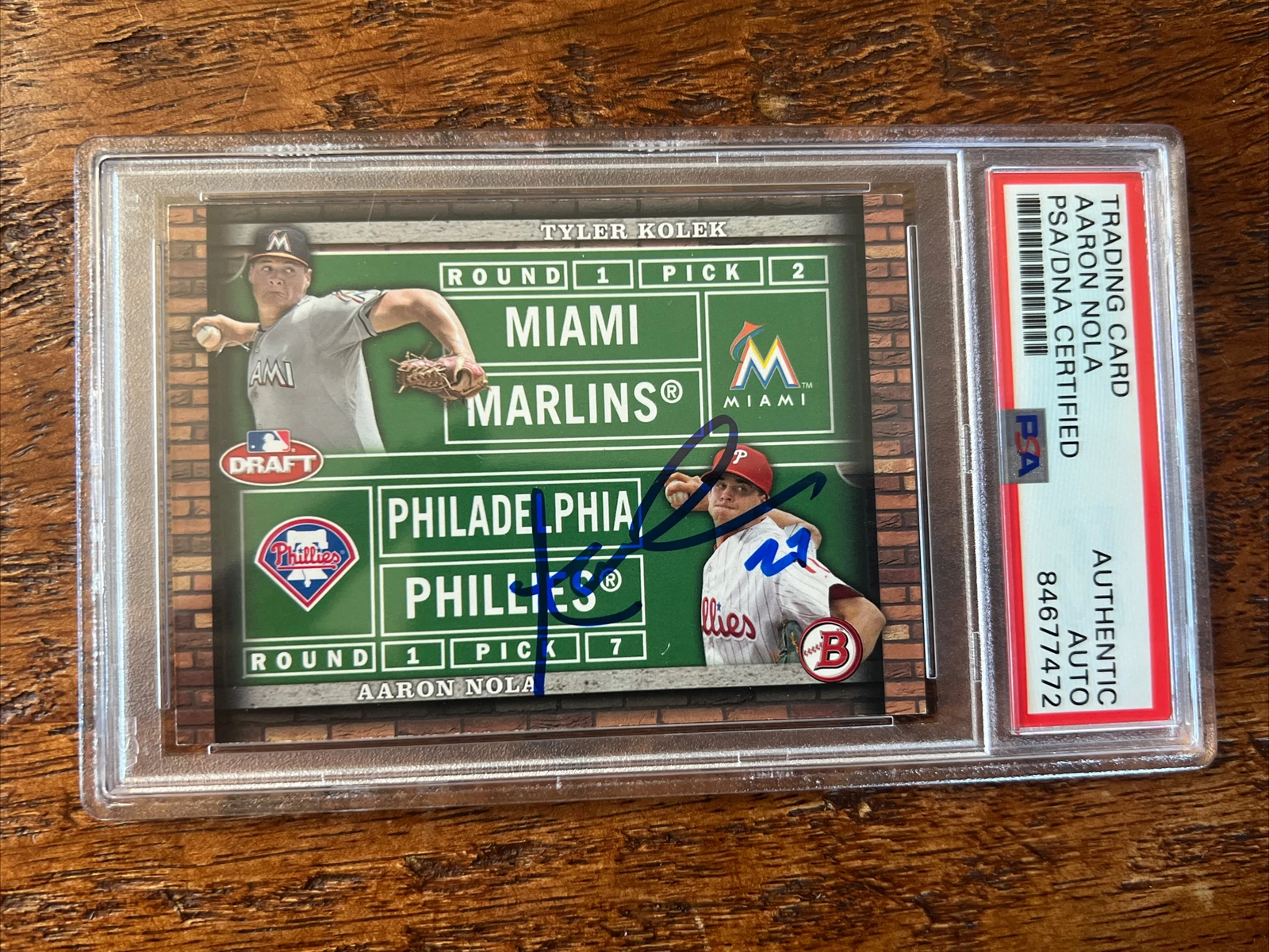 Aaron Nola IP Signed Bowman Card PSA DNA Coa Slab Phillies Autographed