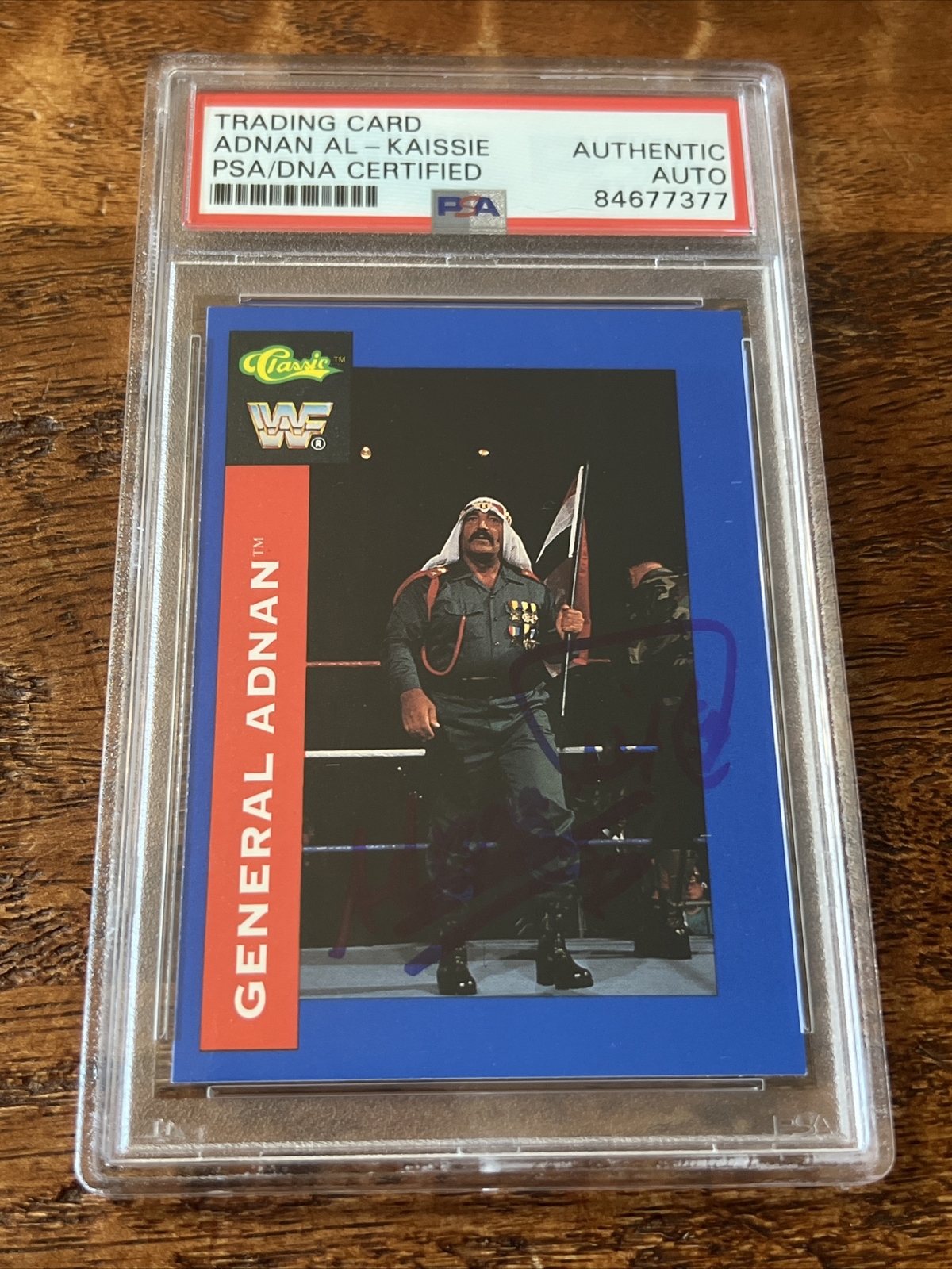 Adnan Al-Kaissie Signed WWF Classic Card Psa Dna Coa Slab General Adnan