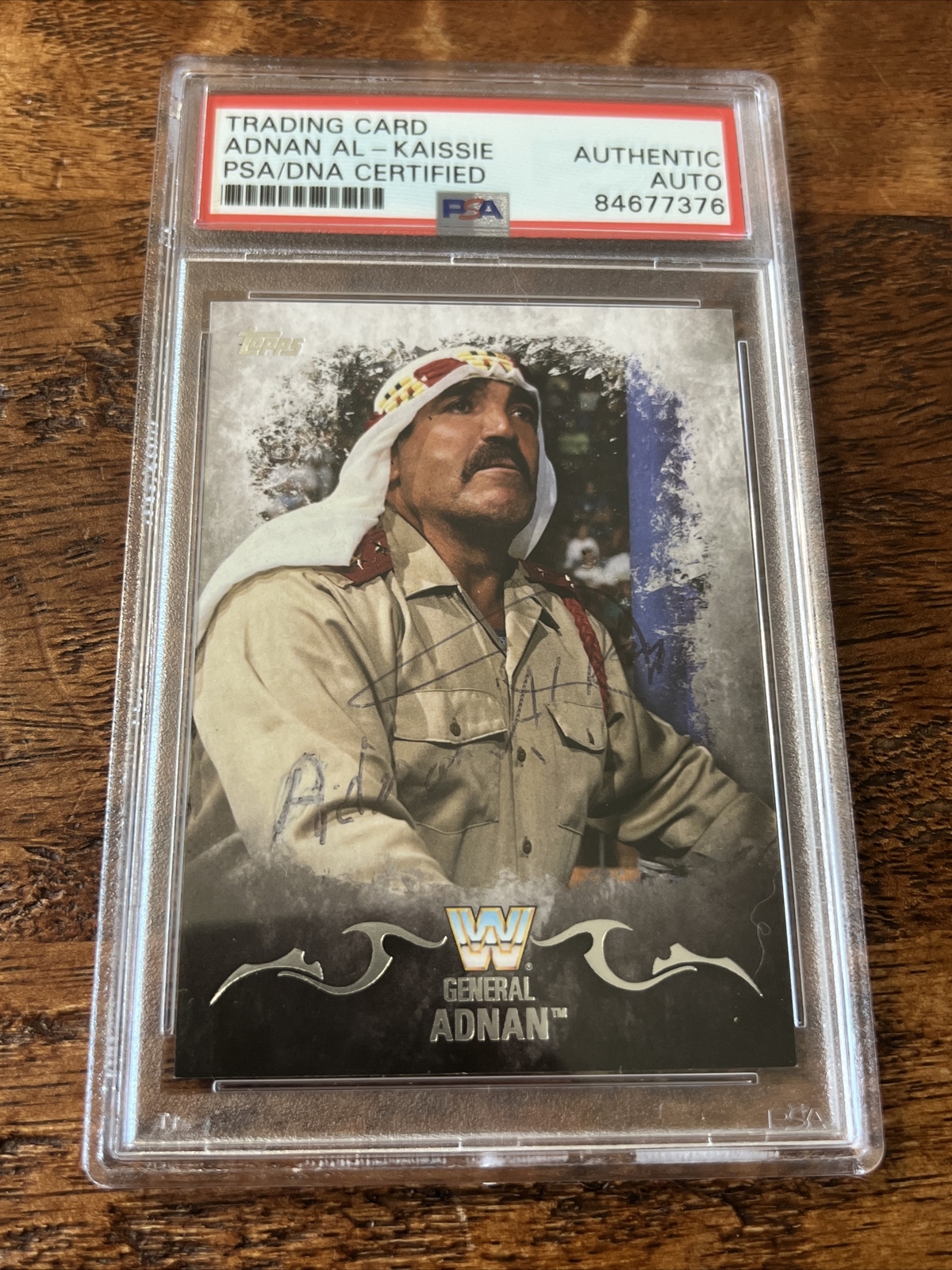 Adnan Al-Kaissie Signed WWF Topps Card Psa Dna Coa Slab General Adnan