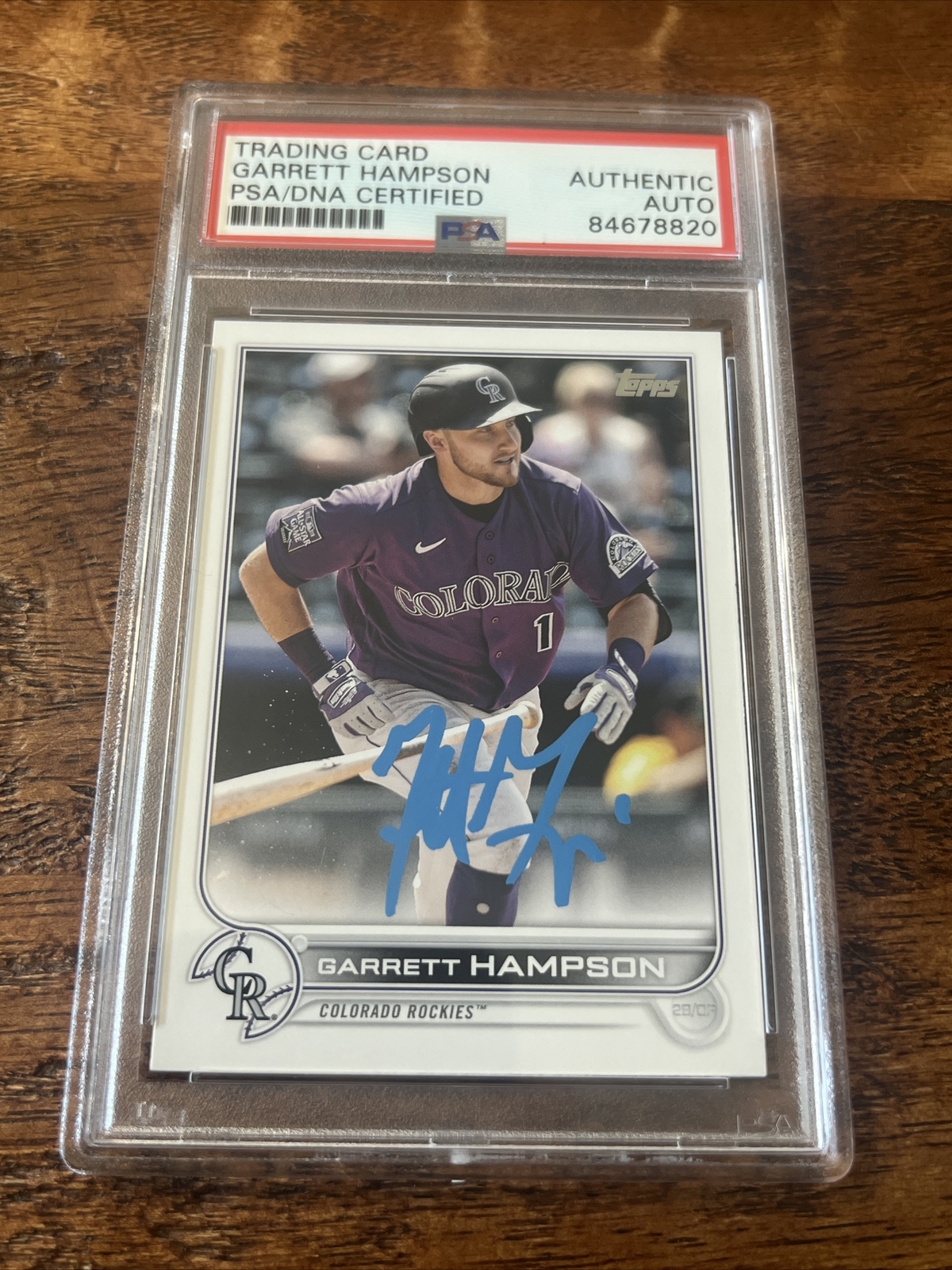 Garrett Hampson IP Signed Topps Card PSA DNA Coa Slab Rockies Autographed