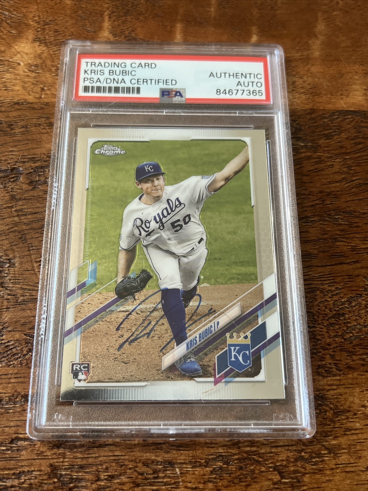 Kris Bubic IP Signed Topps Chrome Card PSA DNA Coa Slab Autographed Royals