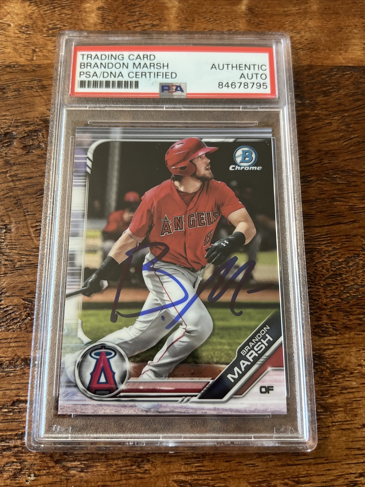 Brandon Marsh IP Signed Bowman Chrome Card PSA DNA Coa Slab Autographed Angels
