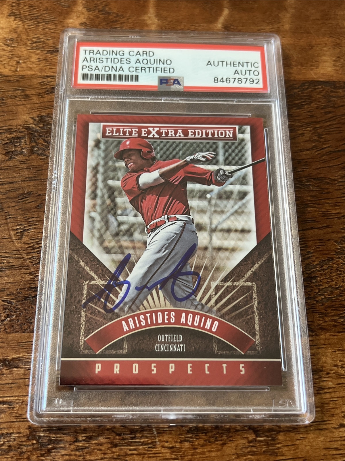 Aristides Aquino IP Signed Panini Card Psa Dna Coa Slabbed Reds Autographed