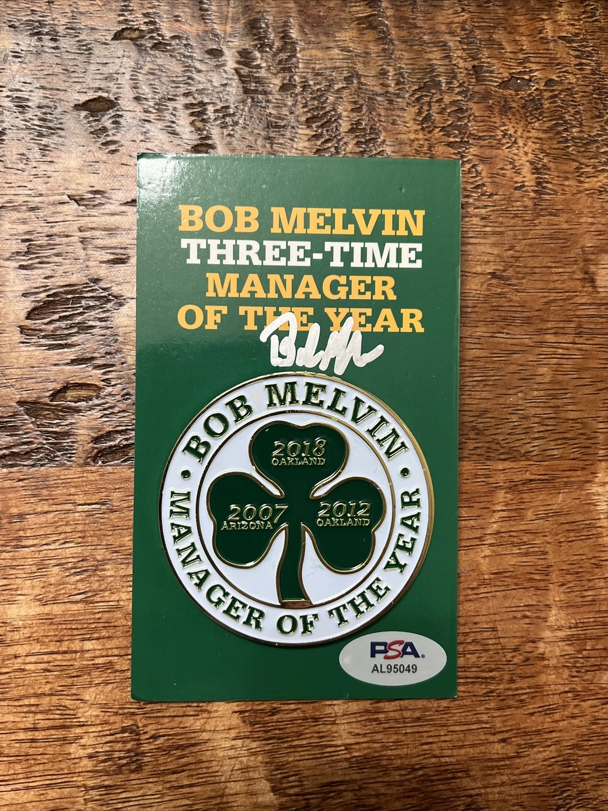 Bob Melvin Signed Manager Of The Year Pin Psa Dna Coa Autographed Padres A’s