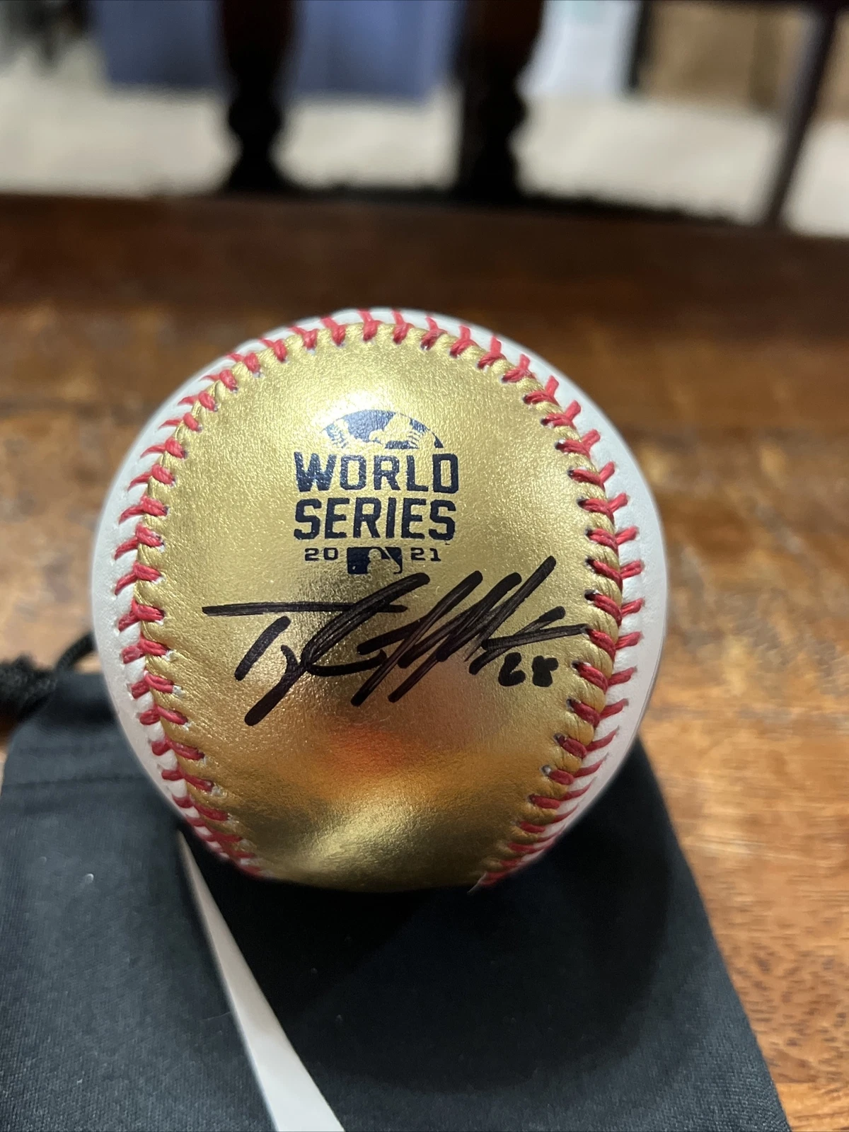 Tyler Matzek Signed Gold 2021 World Series Baseball PSA DNA Coa Braves