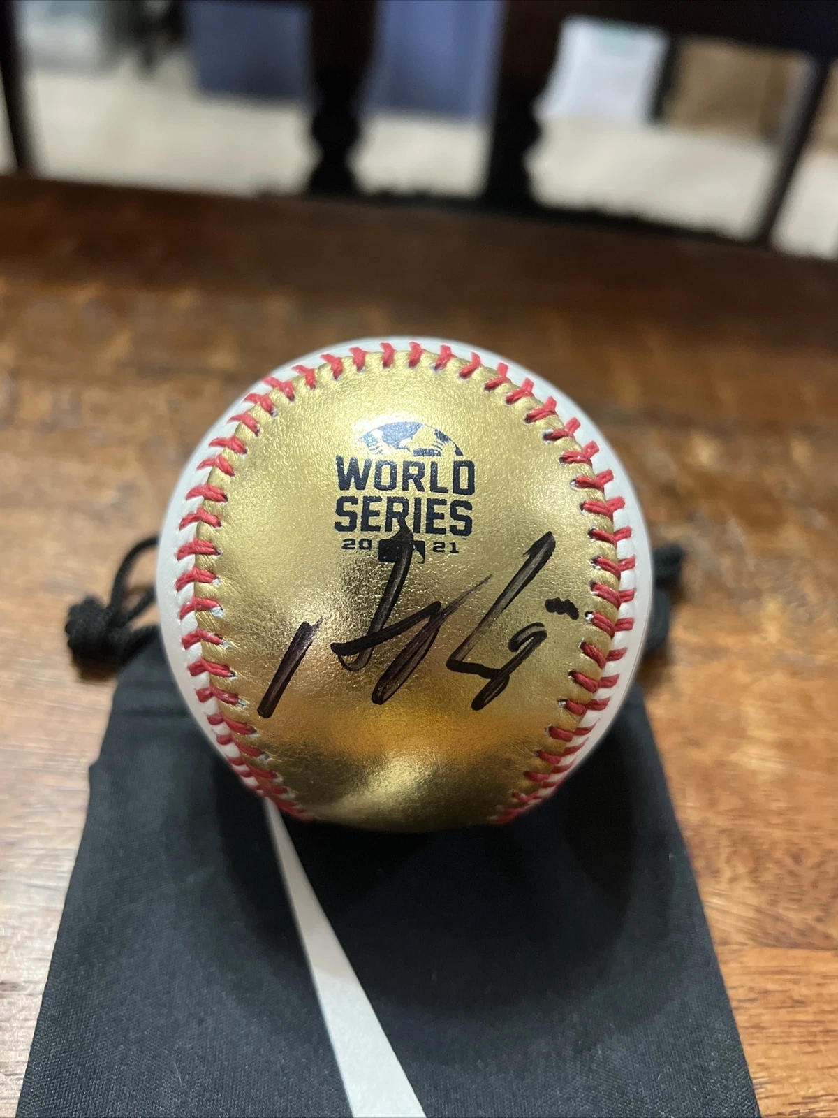 Austin Riley Signed Gold 2021 World Series Baseball PSA DNA Coa Braves