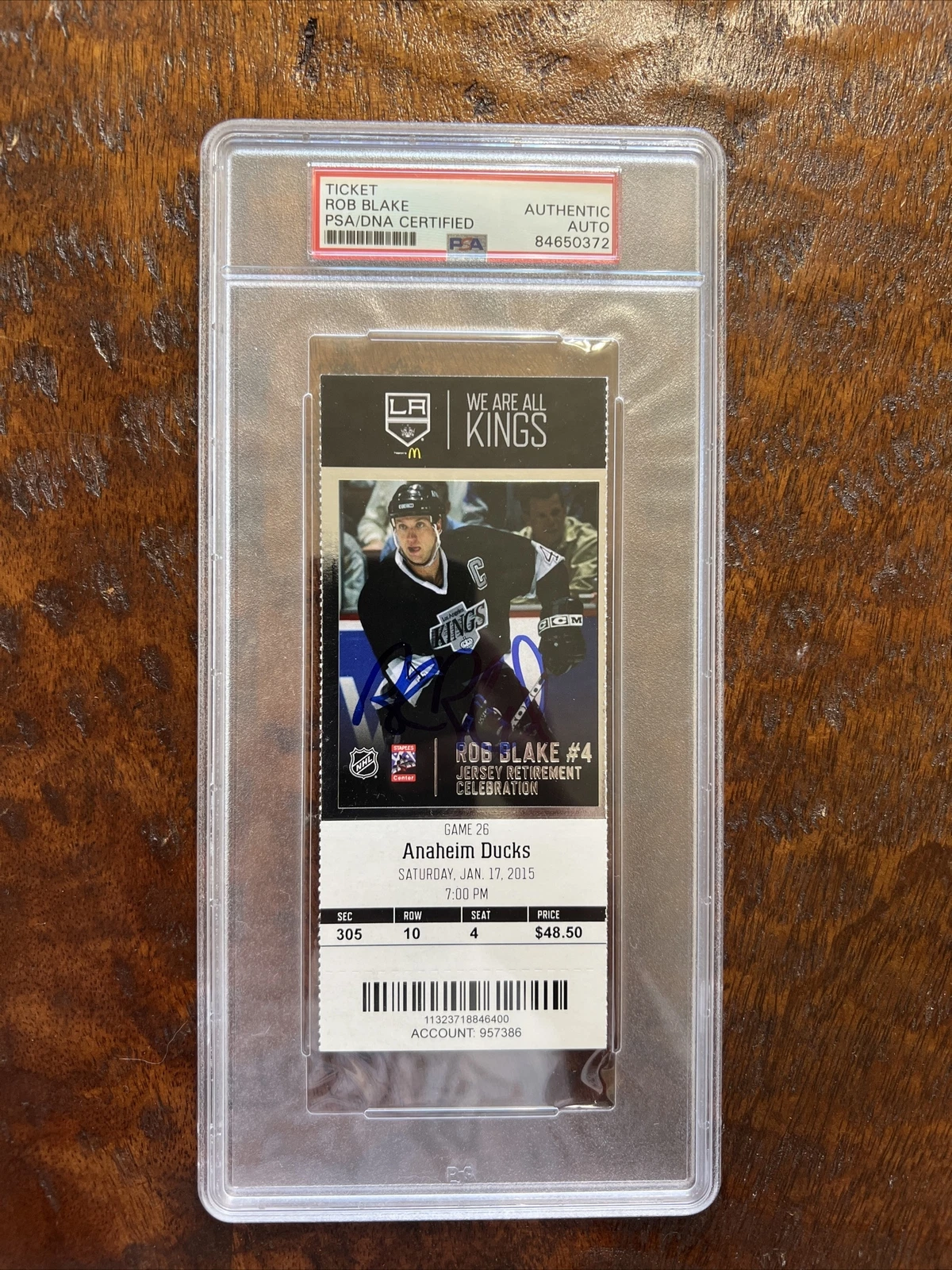 Rob Blake Signed Ticket Stub PSA DNA Coa Slabbed Encapsulated Kings