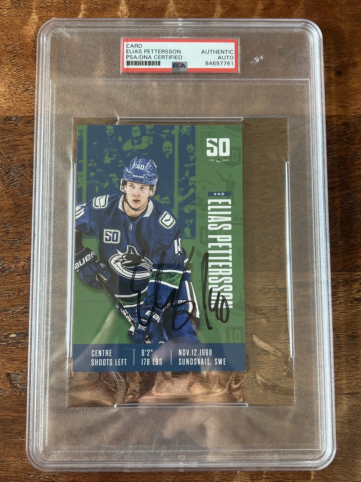 Elias Pettersson Signed Postcard PSA/DNA Coa Slabbed Canucks Autographed