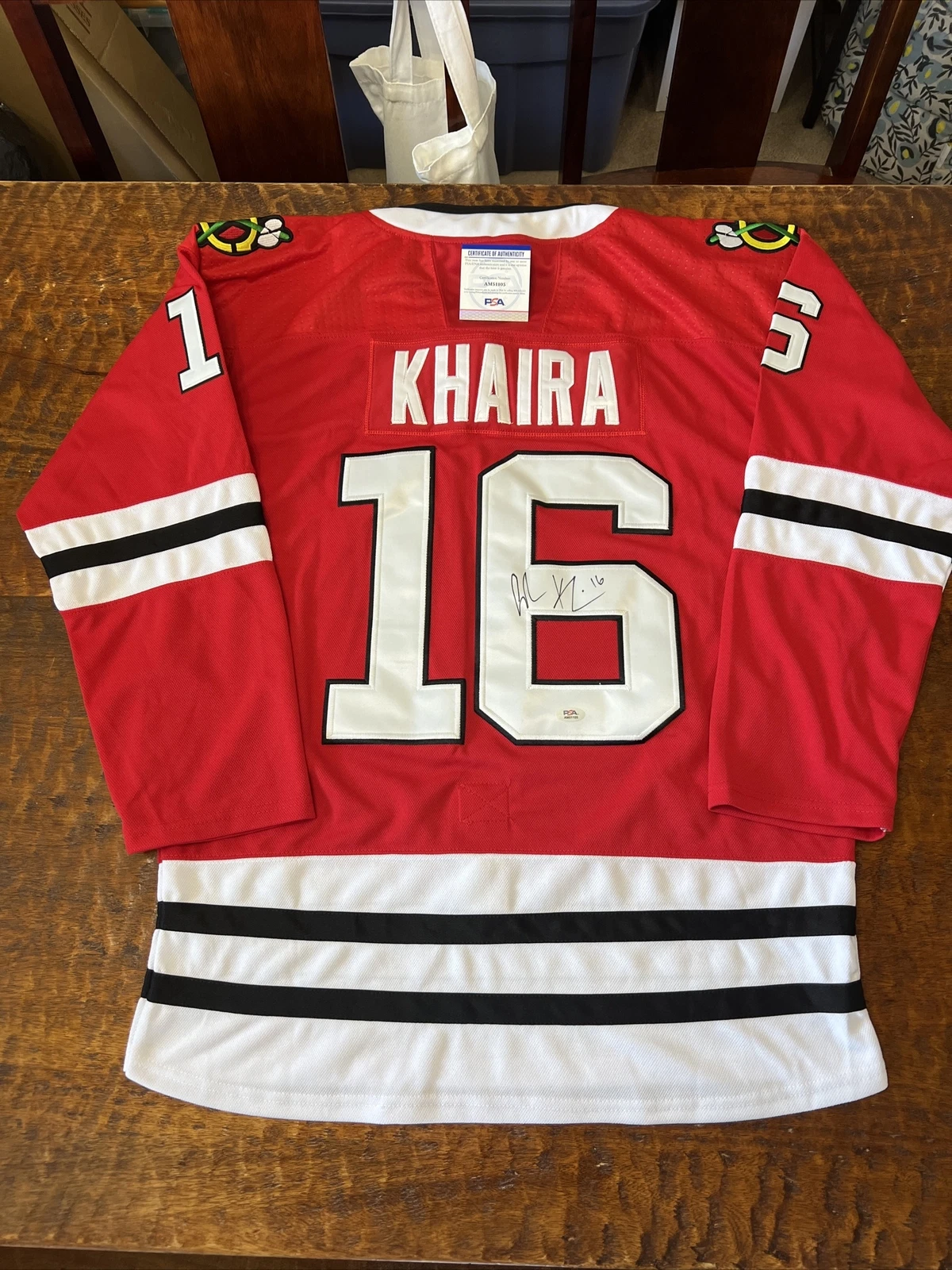 Jujhar Khaira Signed Chicago Blackhawks Jersey Psa/Dna Coa Autographed