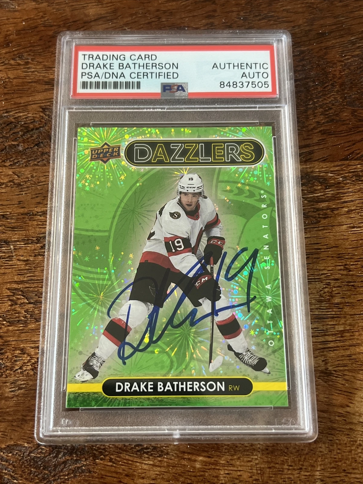 Drake Batherson IP Signed UD Dazzlers Card Psa Dna Coa Slab Senators Autographed