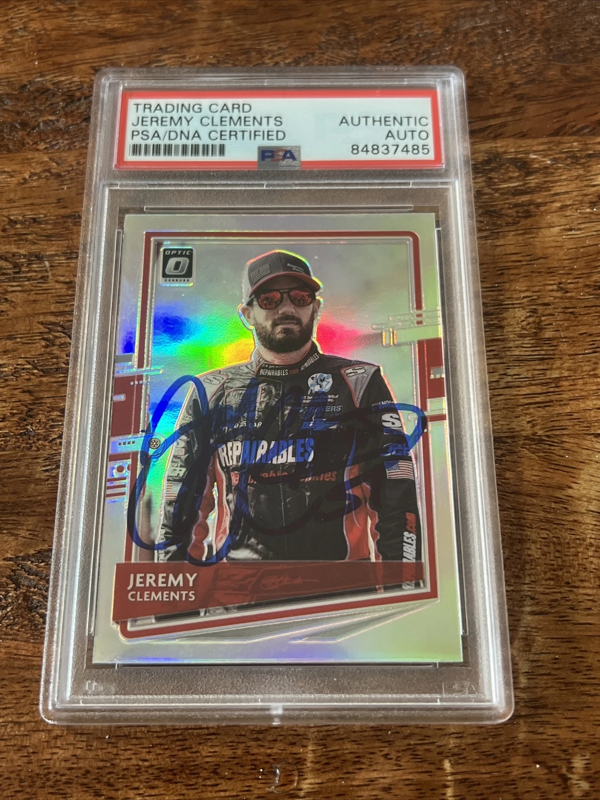 Jeremy Clements IP Signed Optic Card PSA DNA Coa Slab NASCAR Autographed