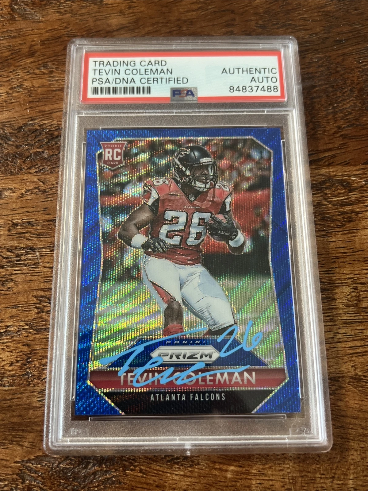 Tevin Coleman IP Signed Prizm Rookie Card PSA DNA Coa Slab Falcons Autographed