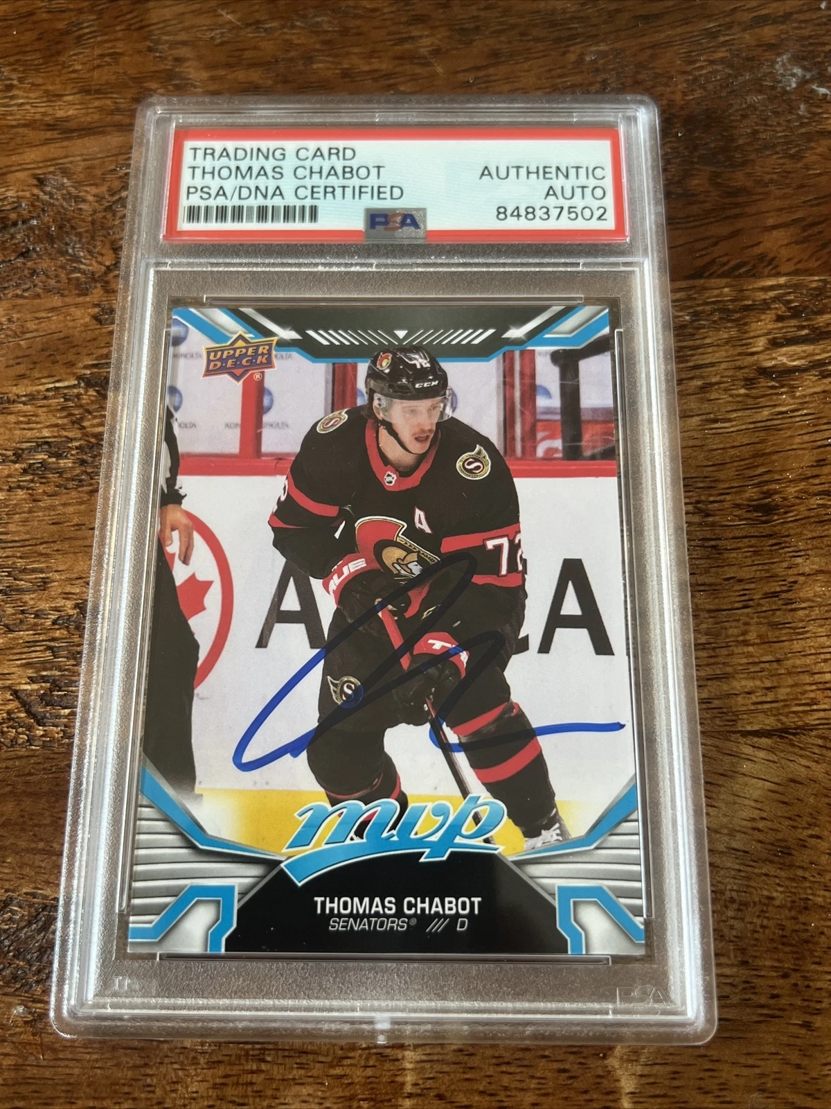 Thomas Chabot IP Signed UD MVP Card Psa Dna Coa Slab Senators Autographed